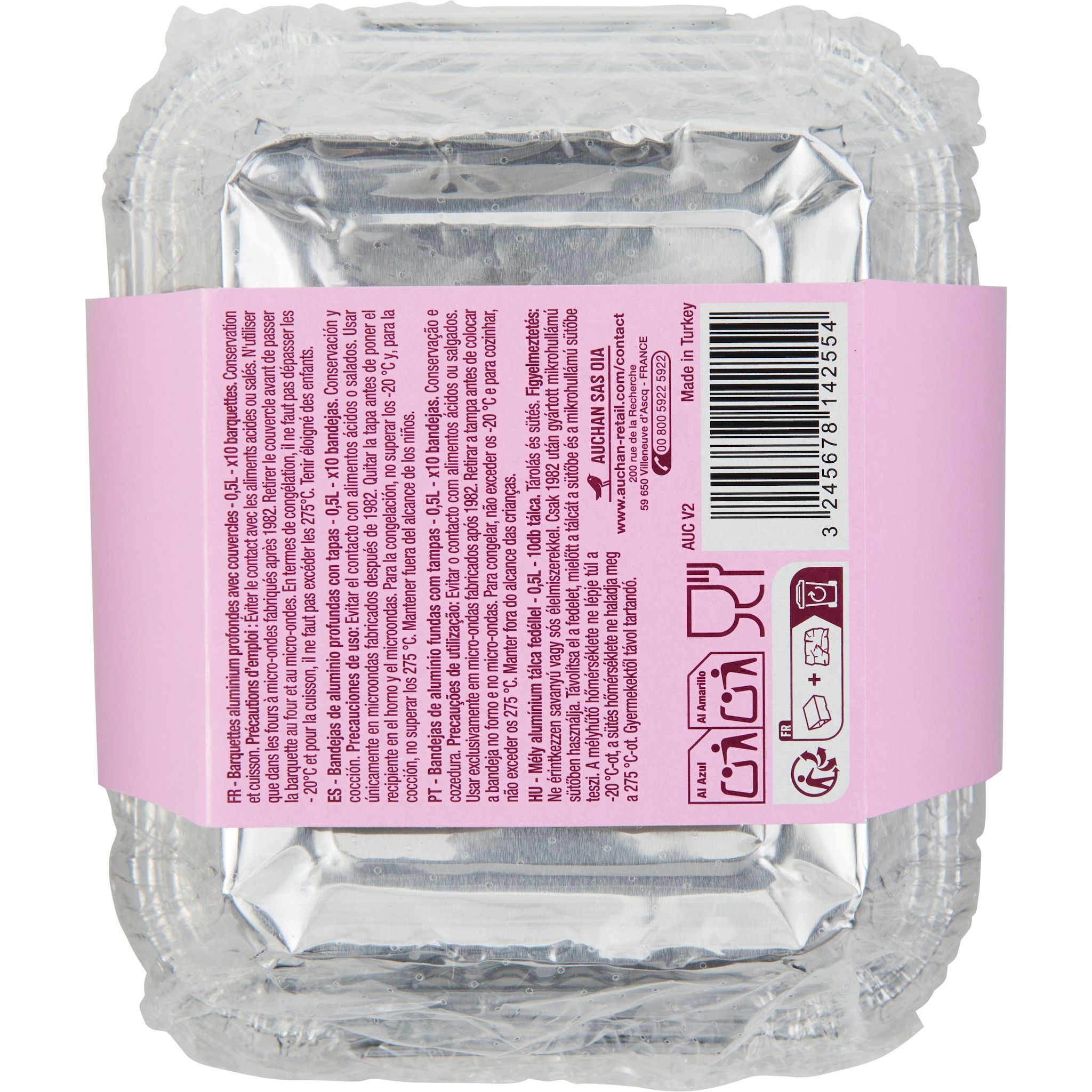 Voir la diapositive 3 : AUCHAN Barquettes aluminium profondes avec couvercles 10x0,5l