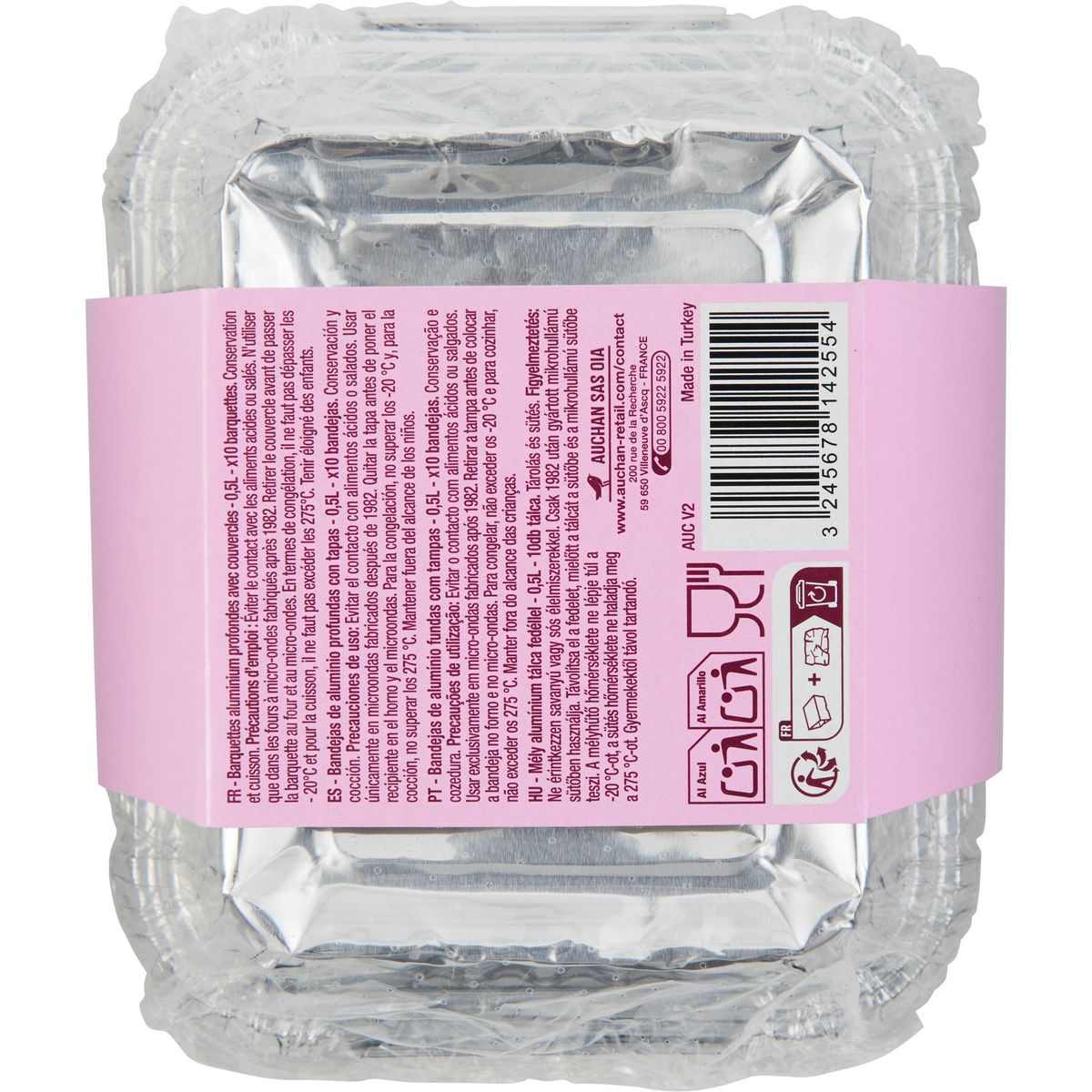 AUCHAN Barquettes aluminium profondes avec couvercles 10x0,5l