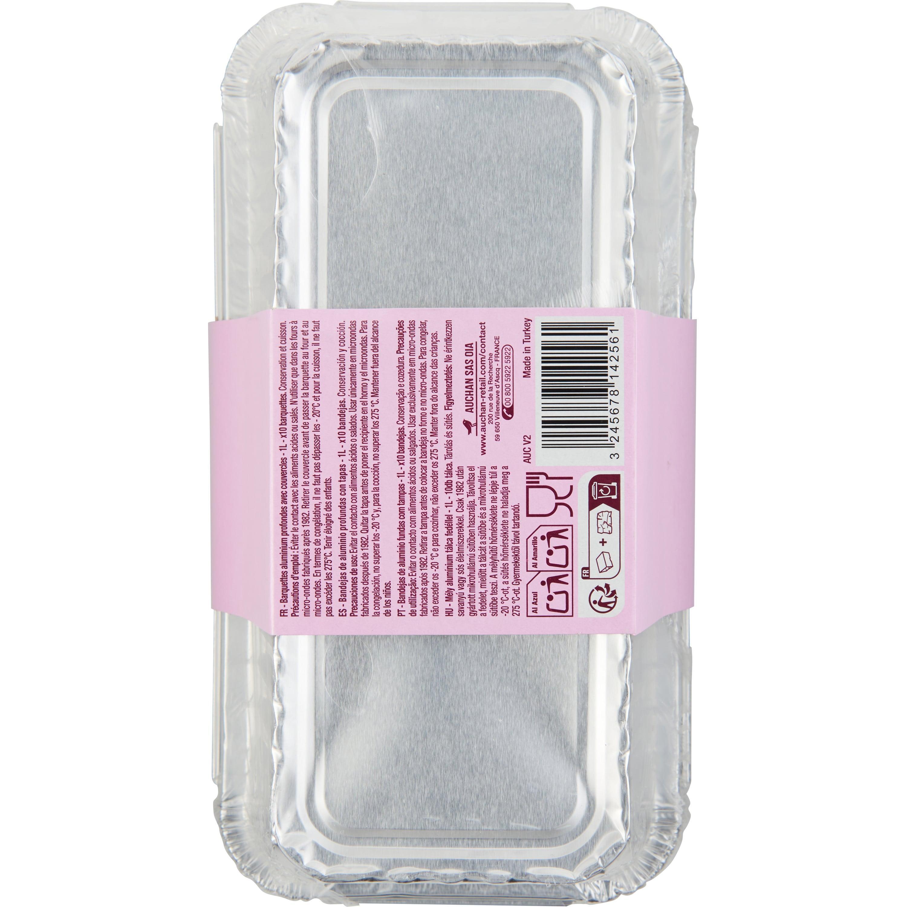 Voir la diapositive 3 : AUCHAN Barquettes profondes avec couvercles 1L 10 barquettes