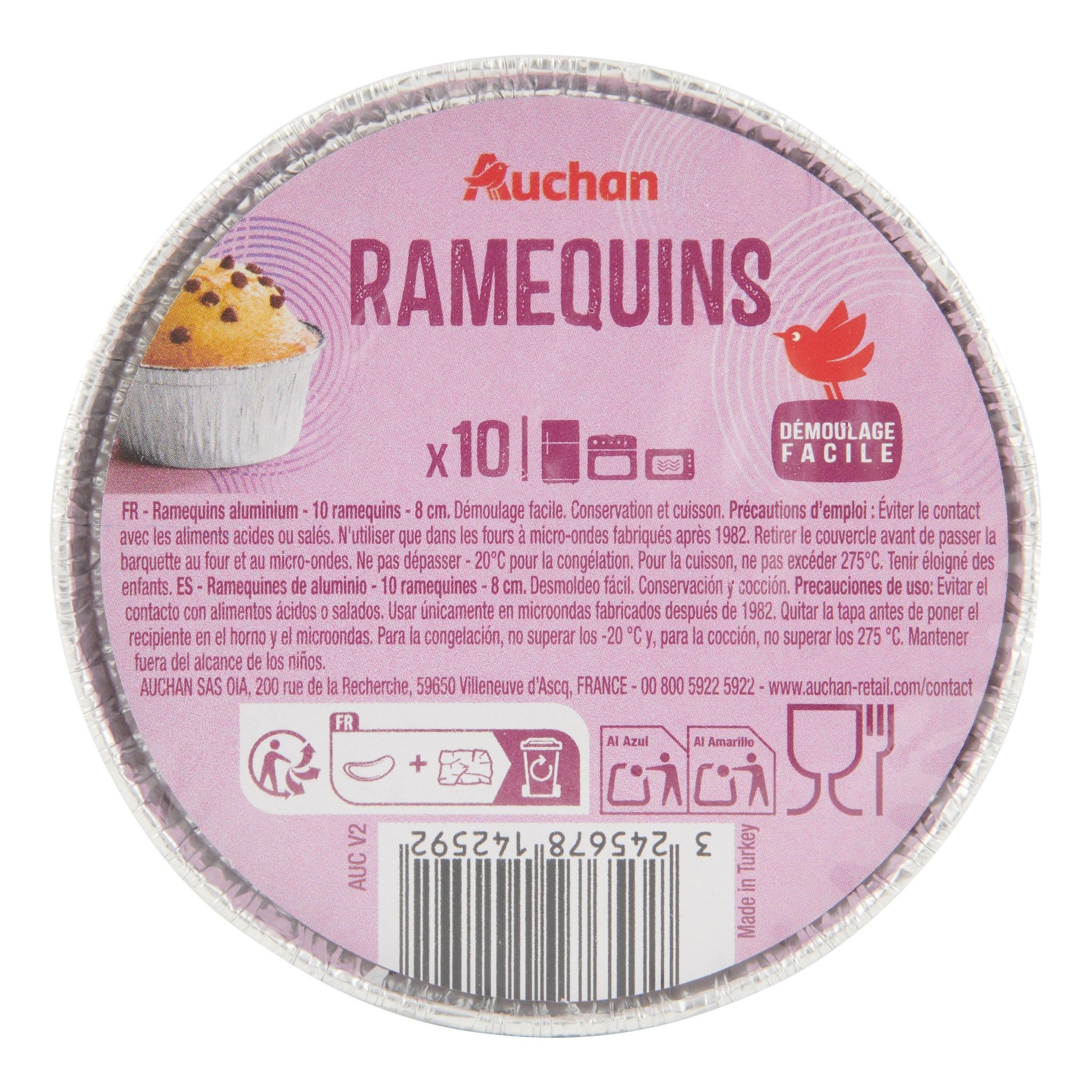 Voir la diapositive 3 : AUCHAN Moules aluminium spécial muffin 8.5cm x10