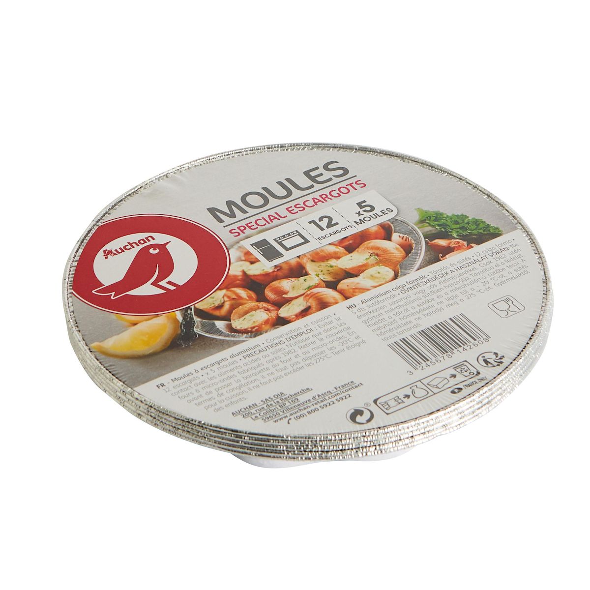 AUCHAN Moules aluminium pour 12 escargots 5 moules