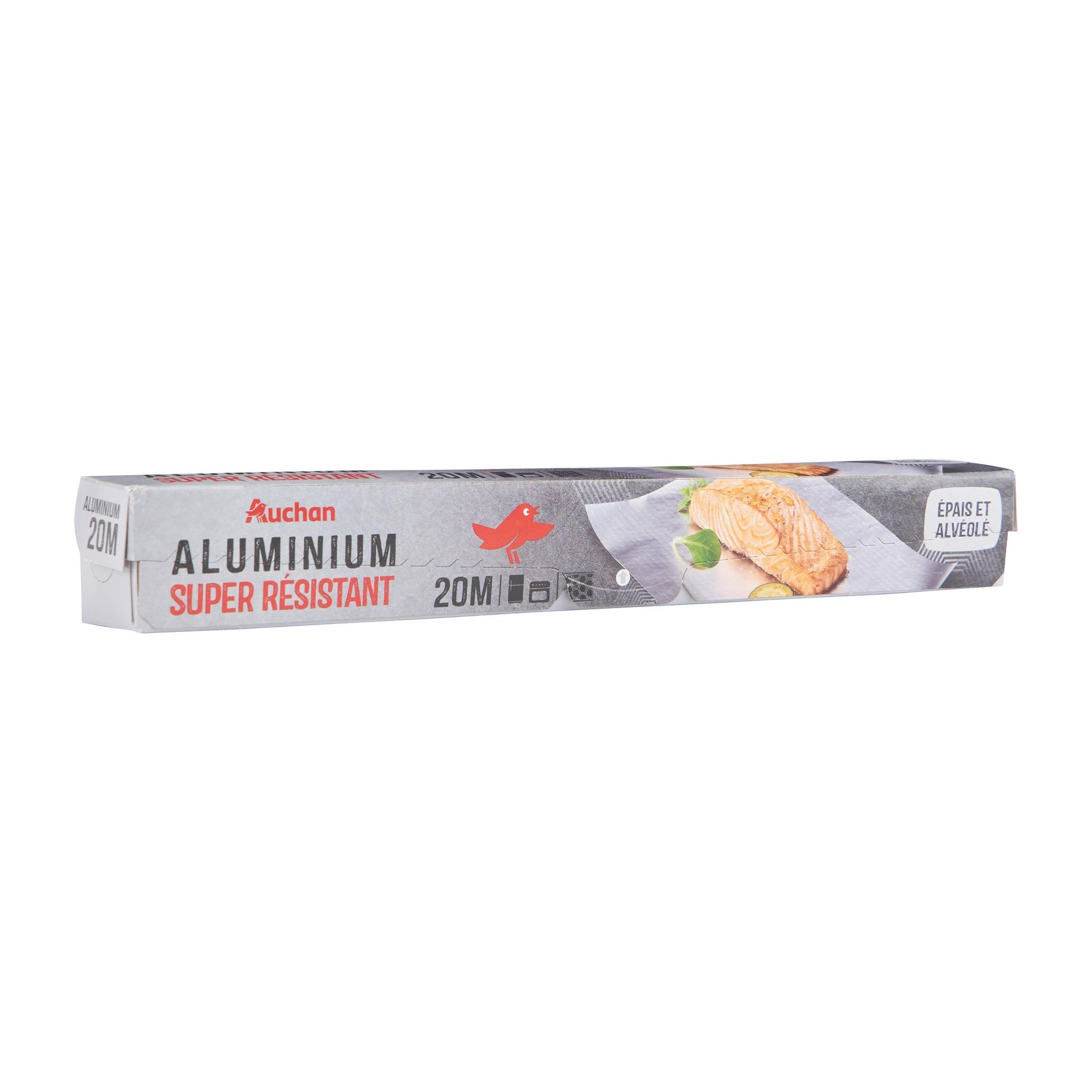 Voir la diapositive 3 : AUCHAN Papier aluminium super résistant 20m 1 rouleau