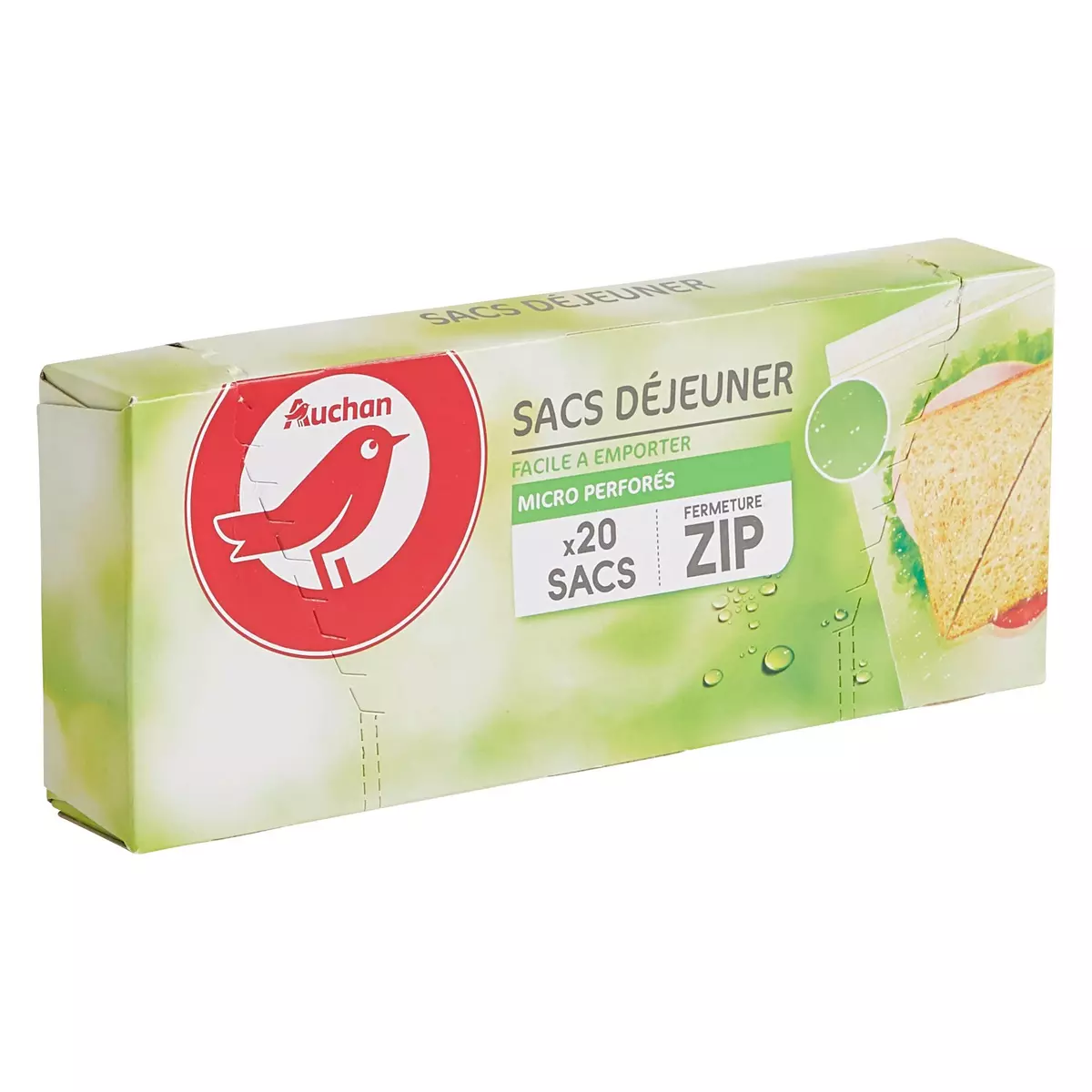AUCHAN Sacs sandwich avec zip 20 pièces 