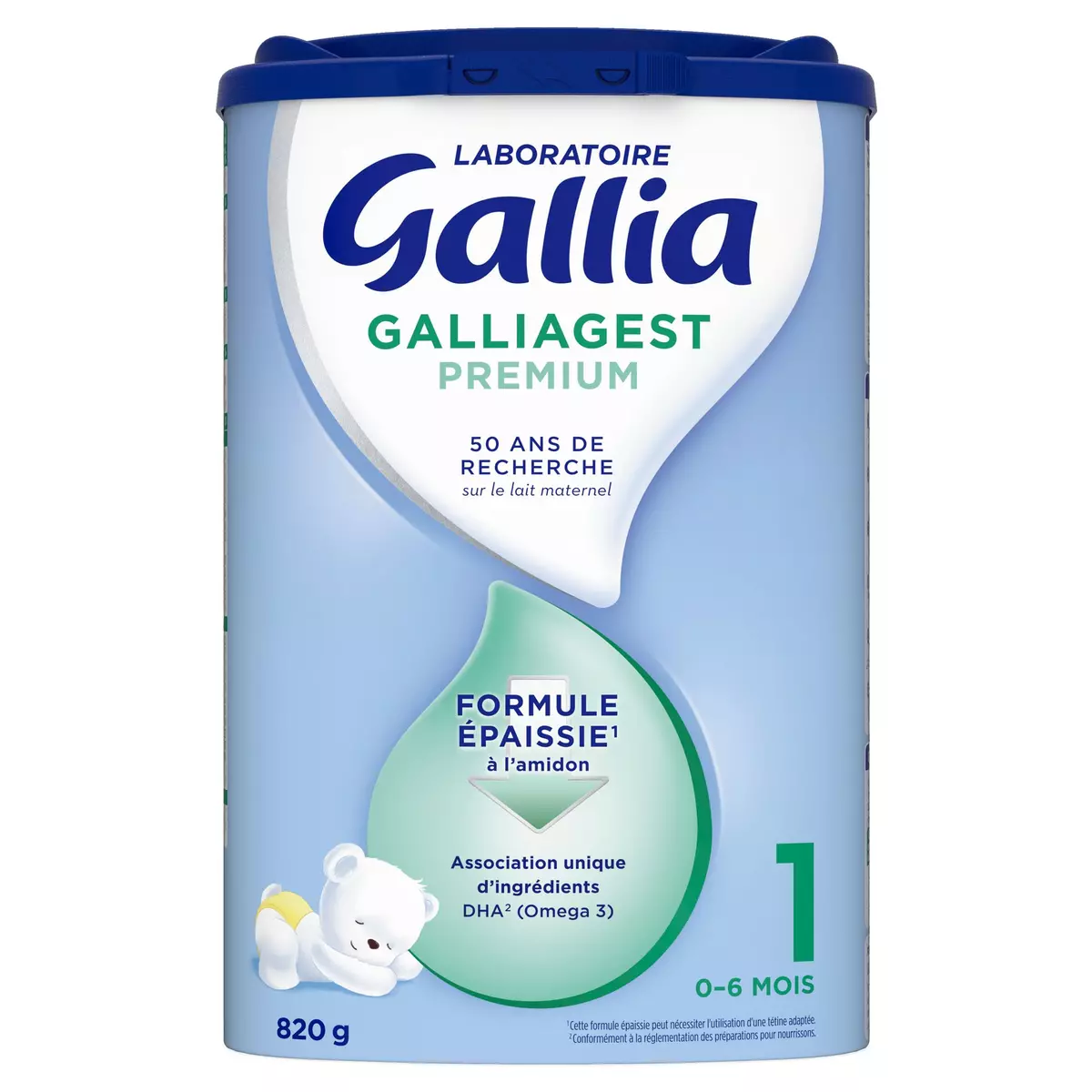 GALLIA Galliagest premium 1 lait 1er âge en poudre formule épaissie dès la naissance à 6 mois 820g