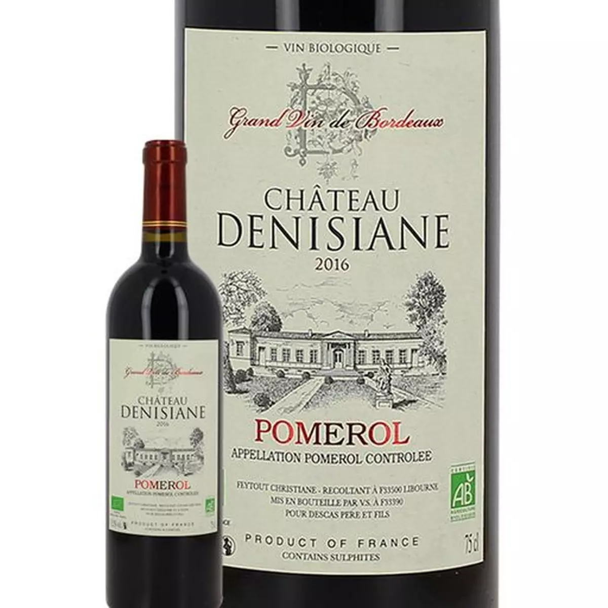 Vin rouge AOP Pomerol Bio Château Denisiane 2016 75cl