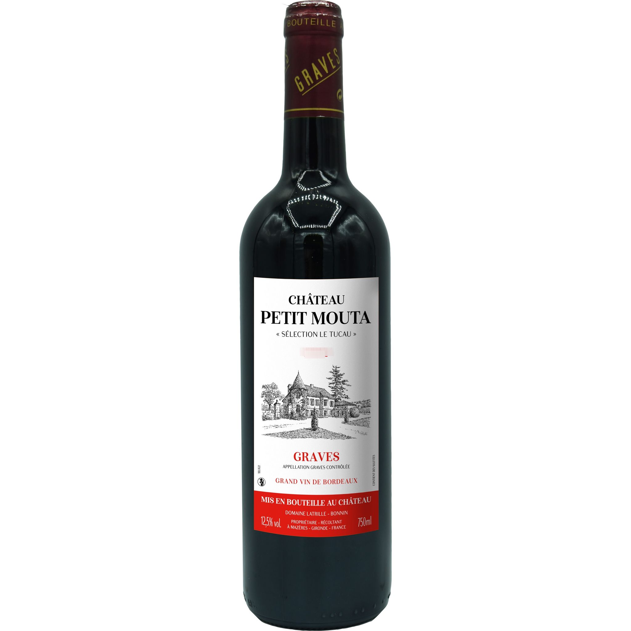 Voir la diapositive 2 : Vin rouge AOP Grave Château Petit Mouta 75cl
