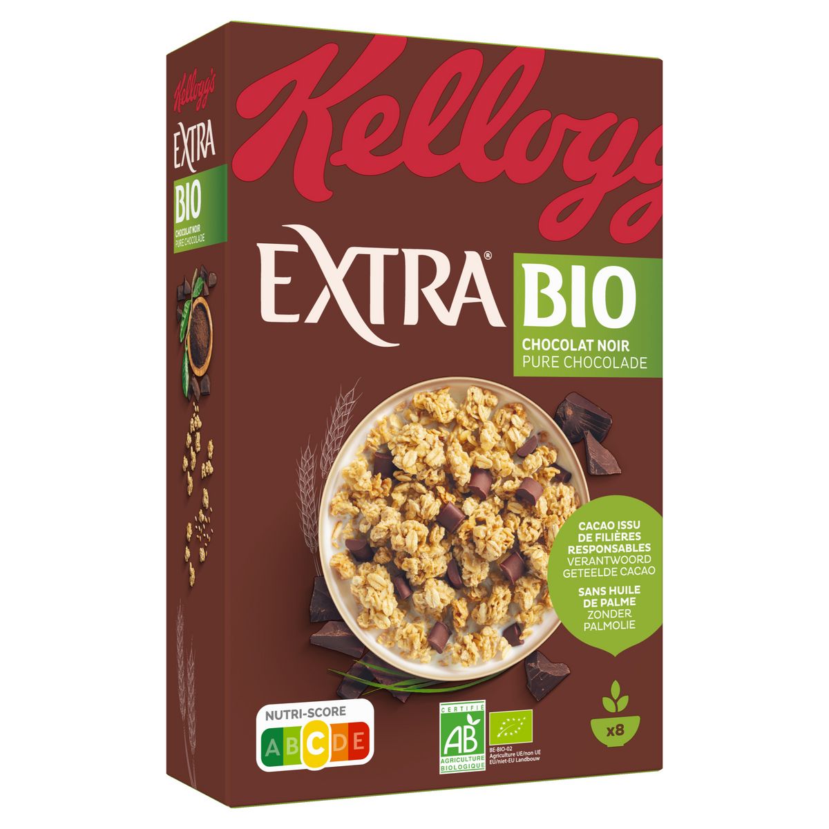 KELLOGG'S Extra BIO céréales au chocolat noir 375g