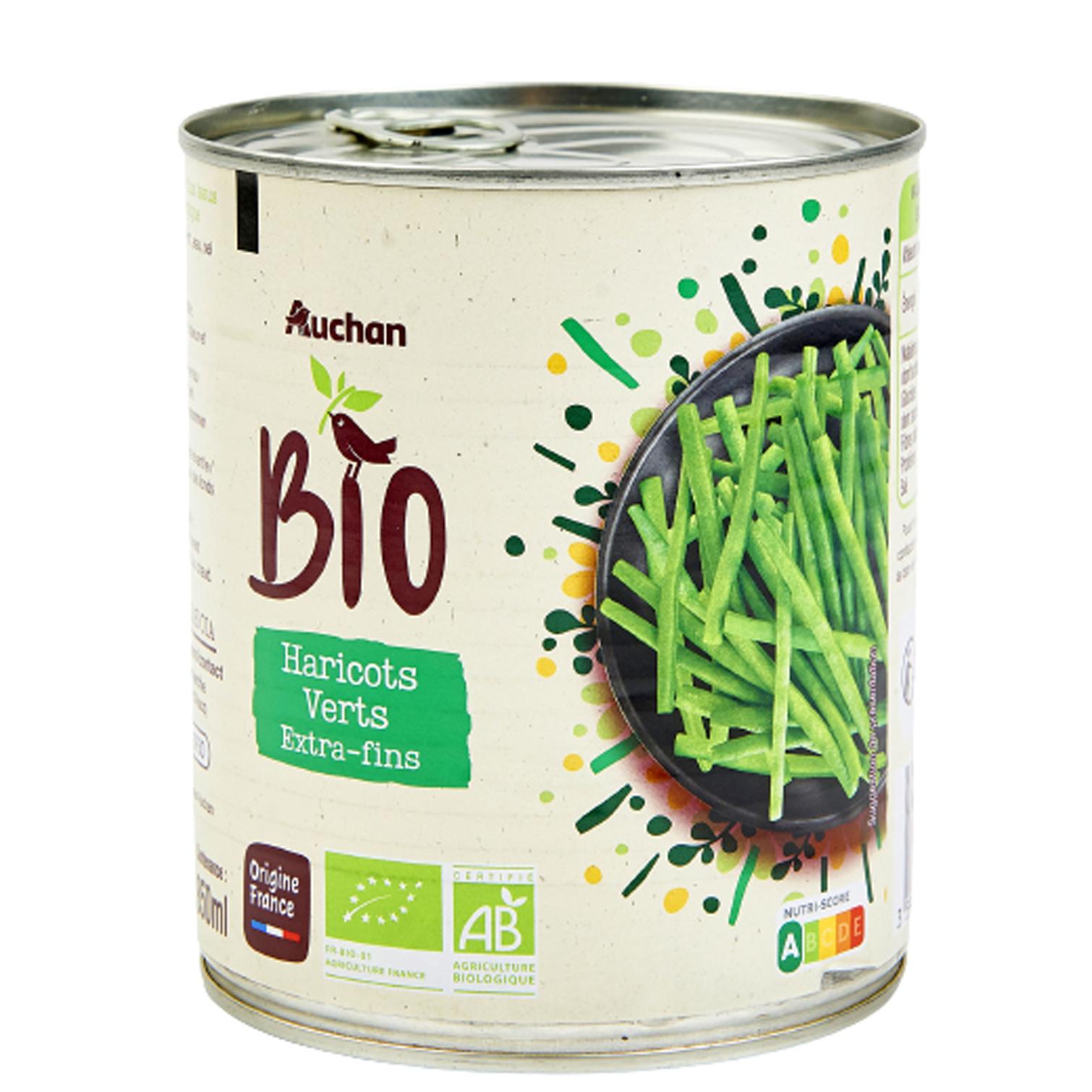 Voir la diapositive 2 : AUCHAN BIO Haricots verts extra-fins 440g