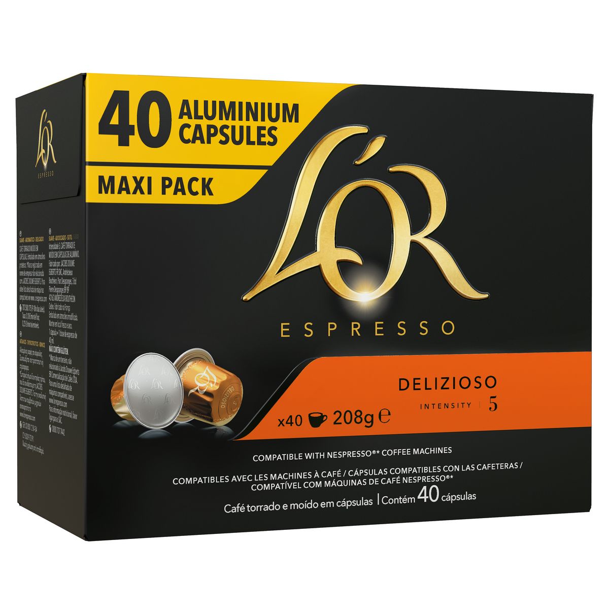 L'OR ESPRESSO Capsules de café delizioso intensité 5 compatibles Nespresso 40 capsules 208g