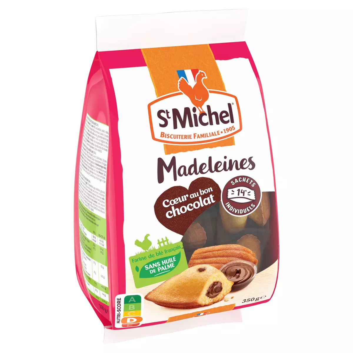 ST MICHEL Madeleines coeur au bon chocolat 14 madeleines 14x25g