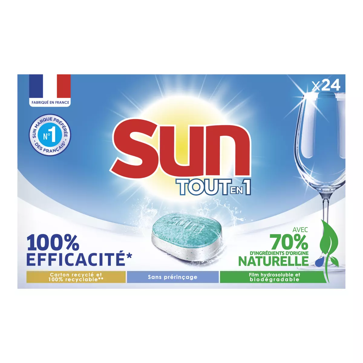 SUN Tablettes lave-vaisselle Tout En 1 Classic  24 pastilles
