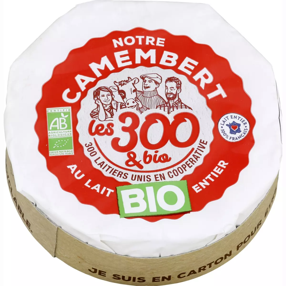 LES 300 LAITIERS BIO Notre Camembert au lait entier bio   250g
