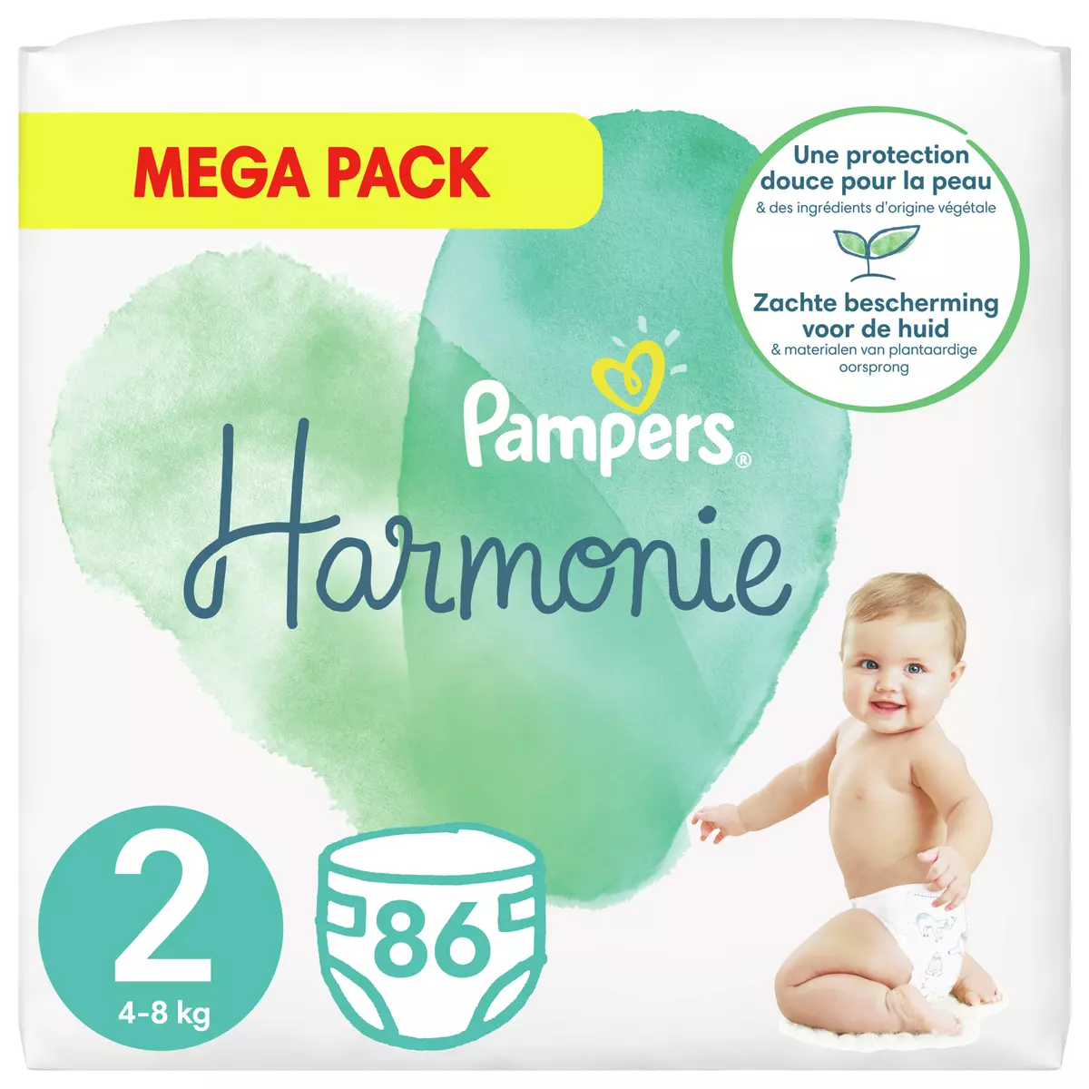 PAMPERS Harmonie taille 2 couches 4 à 8kg  86 Couches