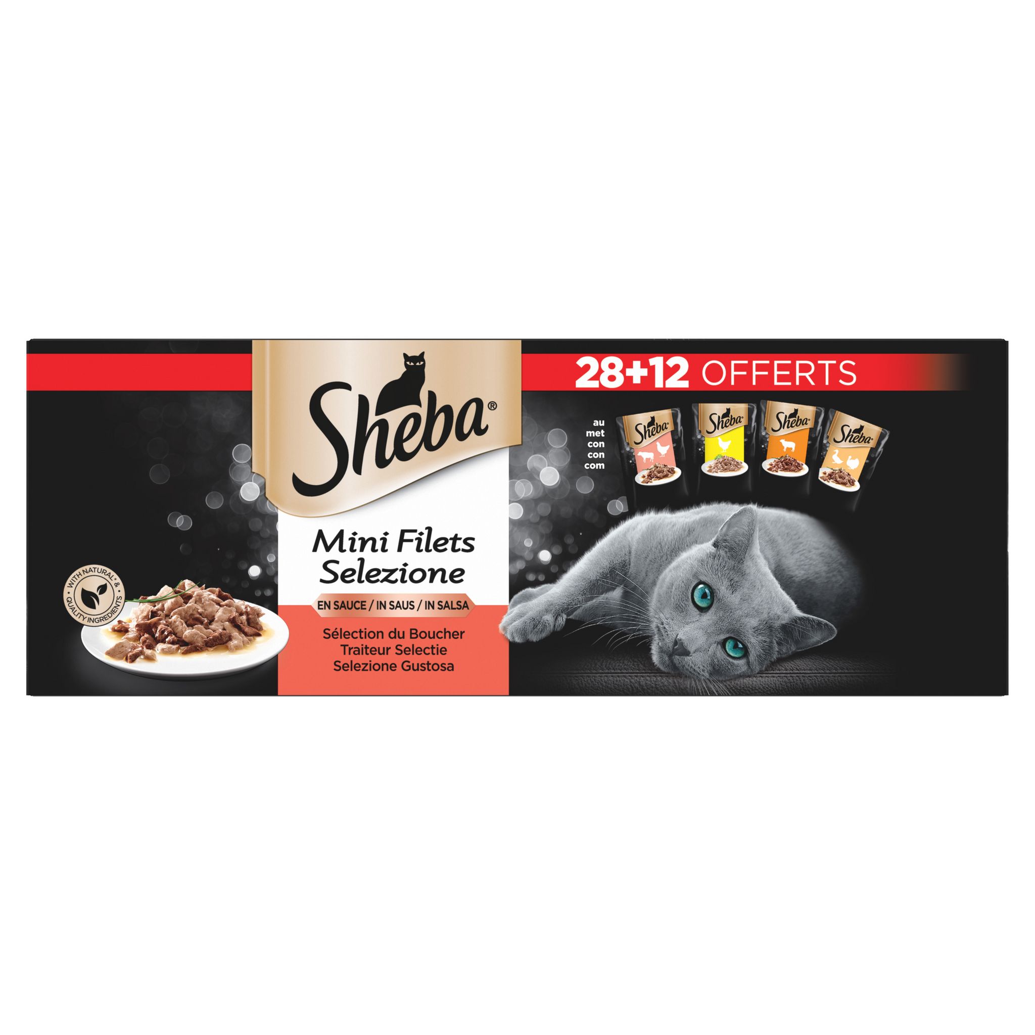 Voir la diapositive 2 : SHEBA Sachets chats sélection du boucher en sauce 28+12 offerts 40x85g