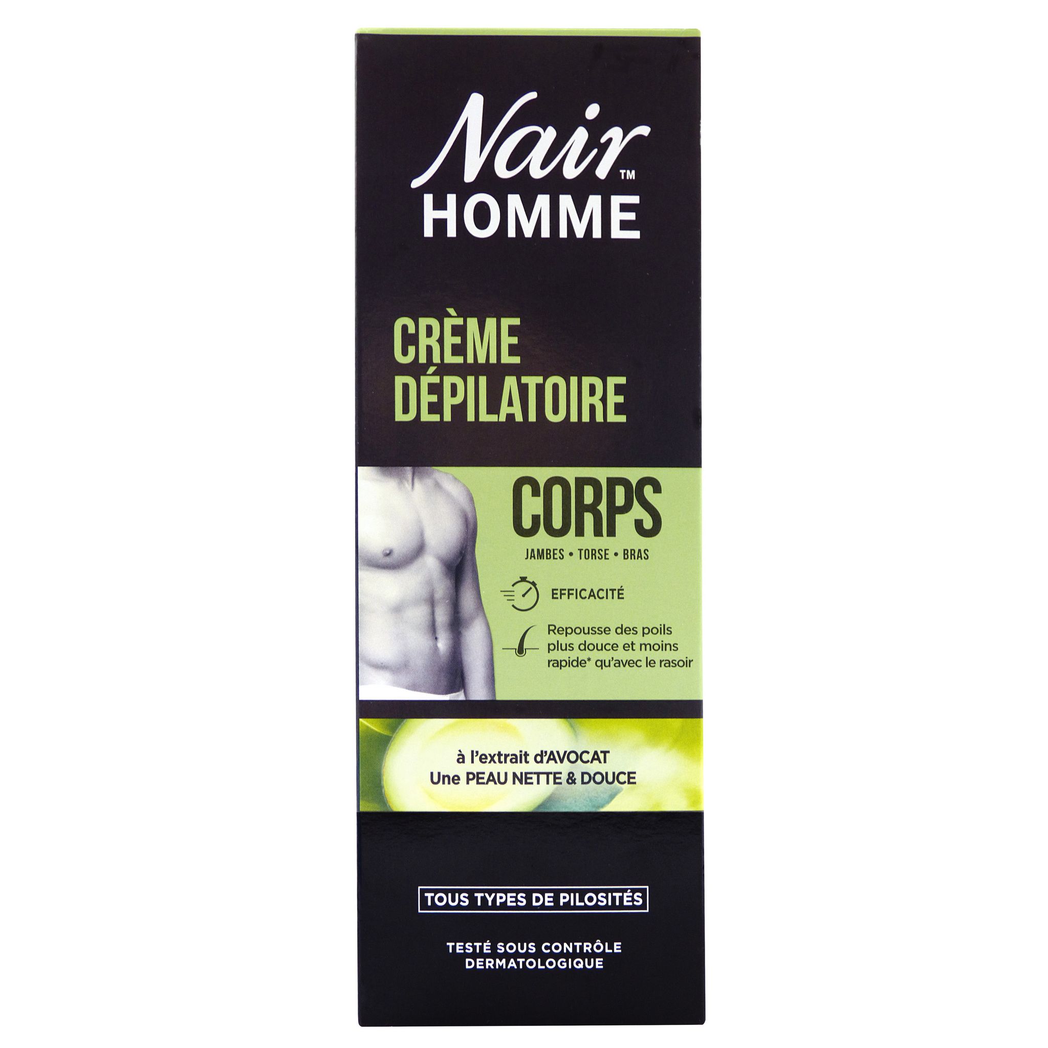 NAIR Men Crème dépilatoire corps à l'extrait d'avocat pour tous types de pilosités 200ml