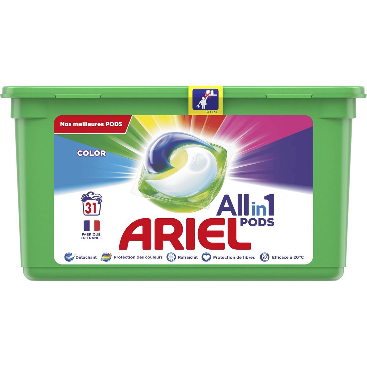 ARIEL Pods lessive capsules tout en 1 couleurs 31 capsules