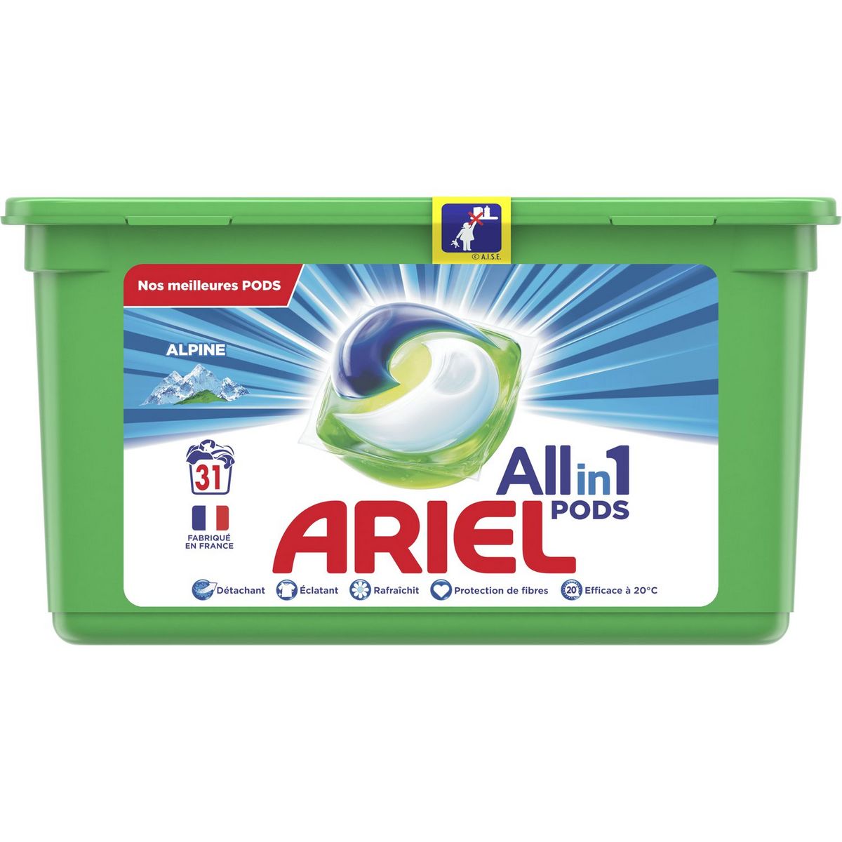 ARIEL Lessive en capsules tout en 1 alpine 31 capsules
