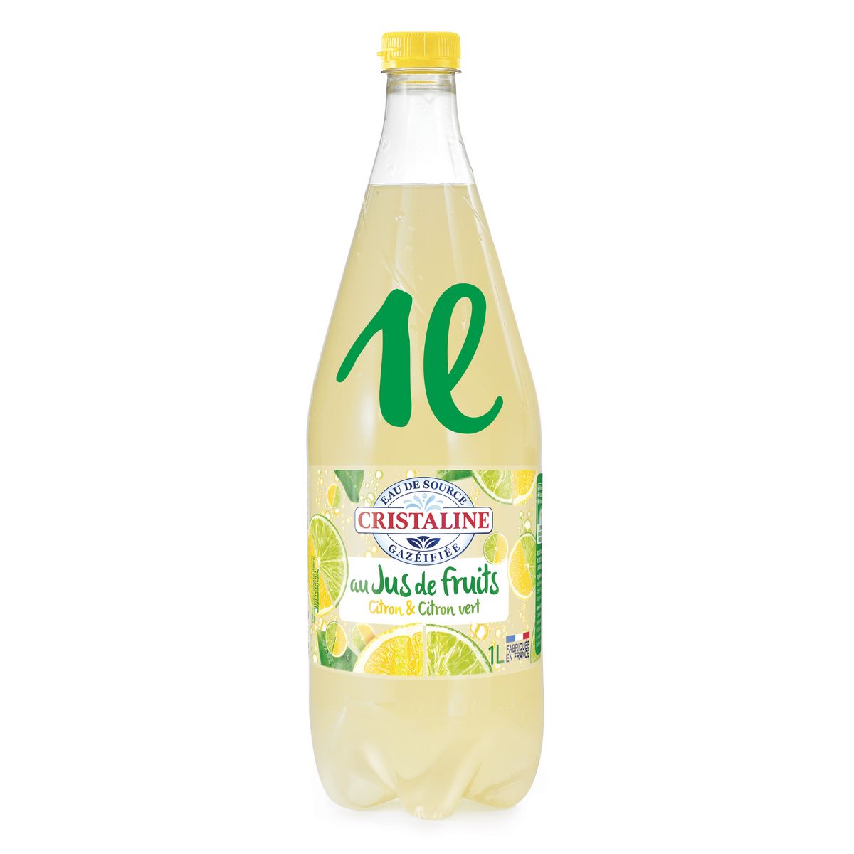 CRISTALINE Eau de source gazeuse au jus de fruits citron citron vert 1l