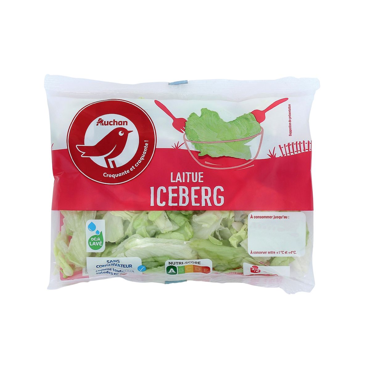 AUCHAN Laitue iceberg déjà lavé 1-2 parts 150g