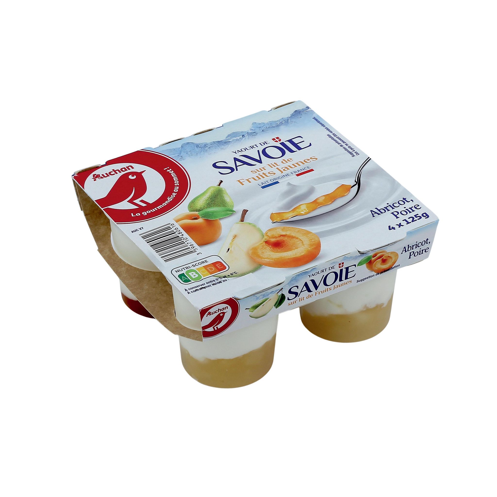 Voir la diapositive 2 : AUCHAN Yaourt de Savoie sur lit de fruits jaunes 4x125g