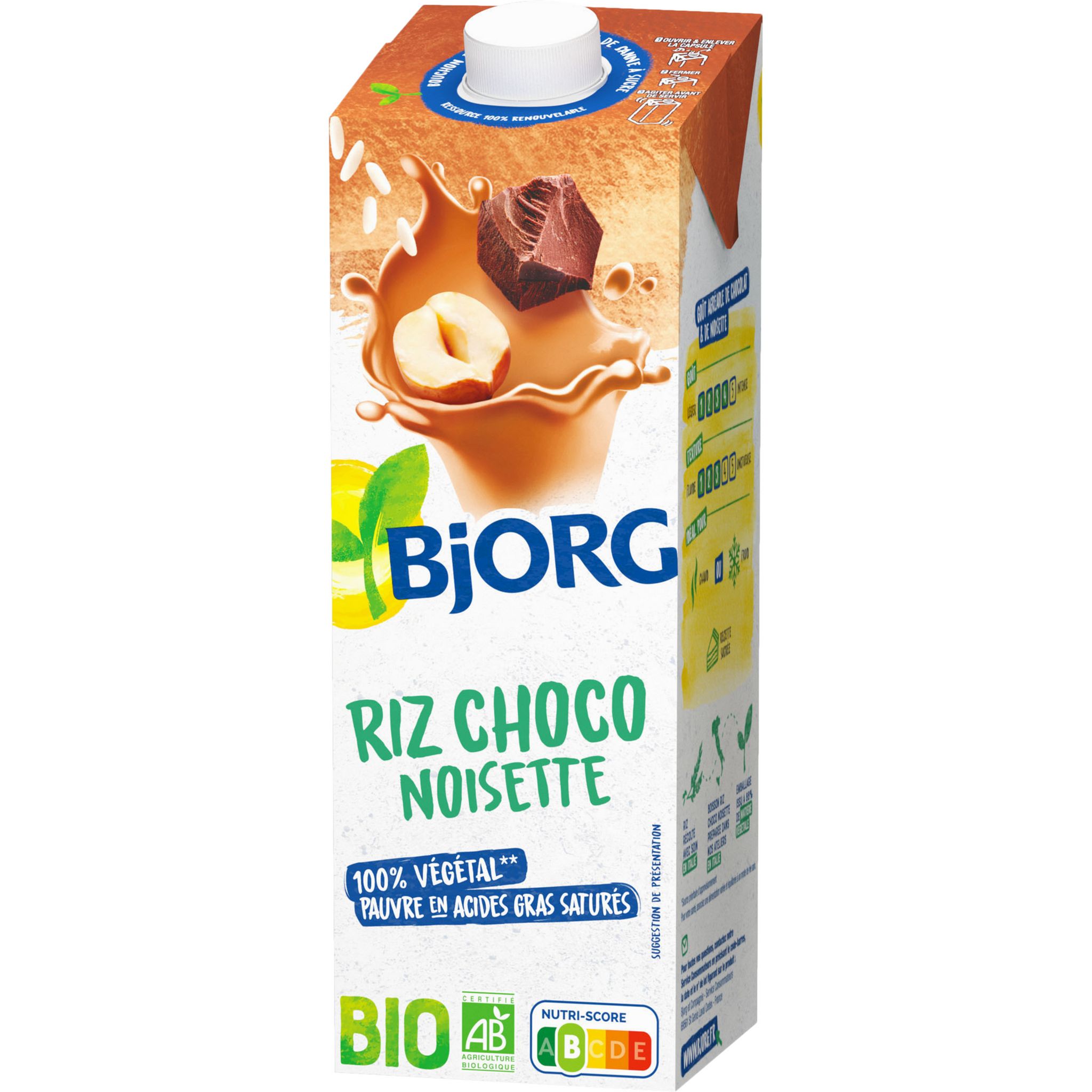 Voir la diapositive 2 : BJORG Boisson végétale riz chocolat noisette bio 1l