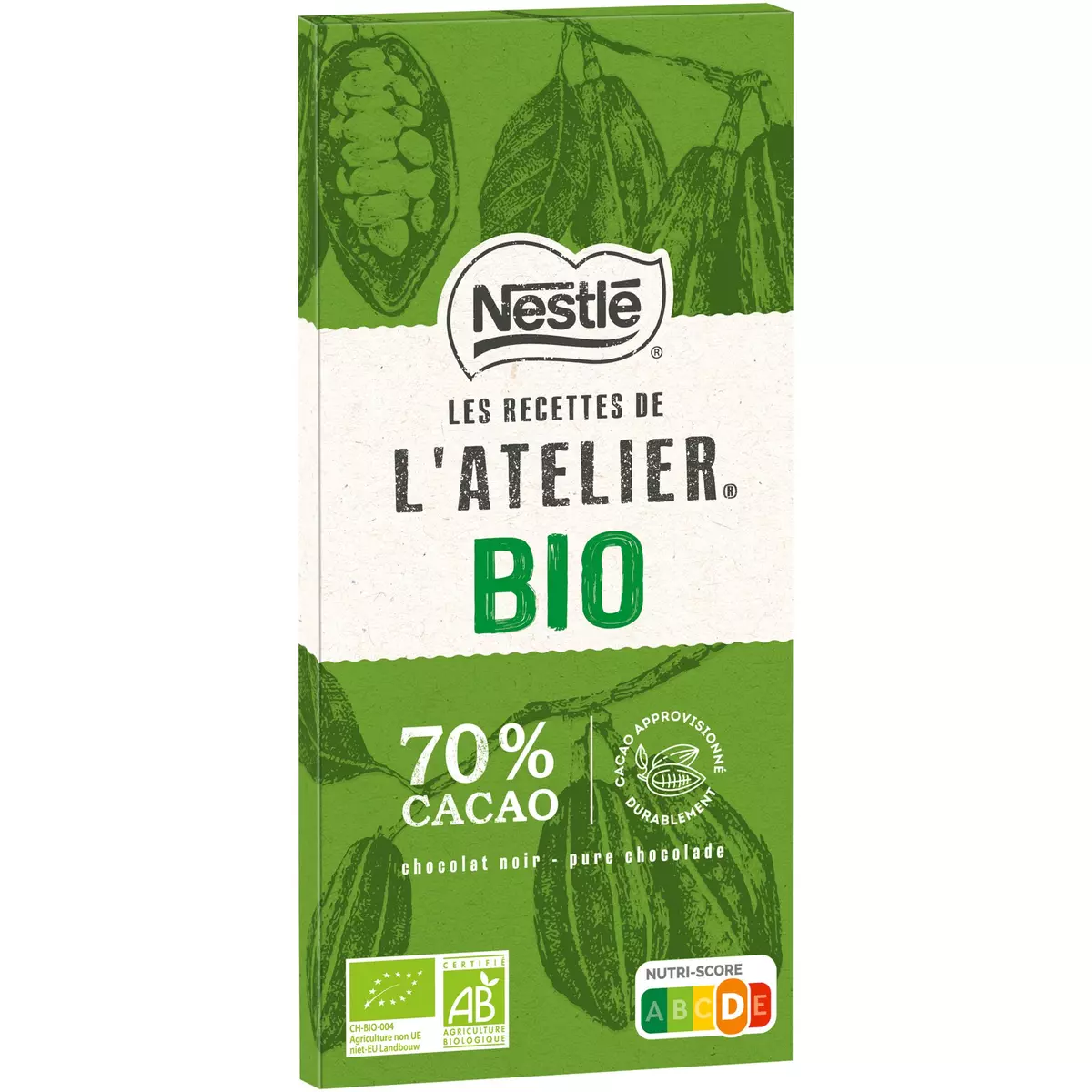 NESTLE Les recettes de l'atelier bio tablette de chocolat noir dégustation 1 pièce 80g