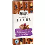 NESTLE Les recettes de l'atelier tablette chocolat lait raisins amandes et noisettes 1 pièce 170g