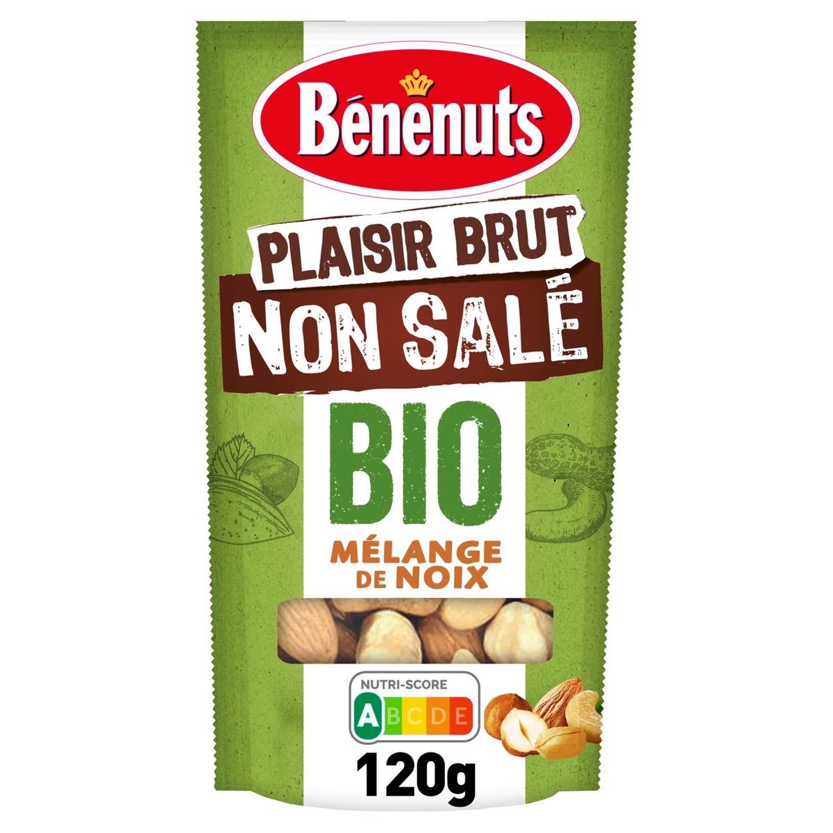 BENENUTS Plaisir Brut Mélange de noix bio non salées 120g