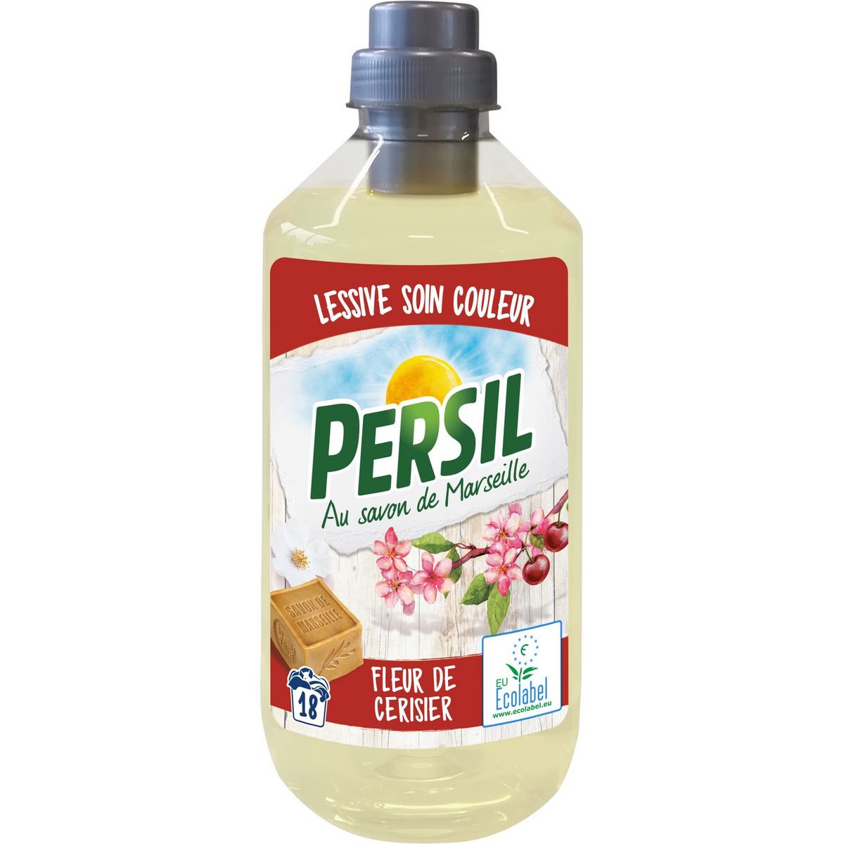 PERSIL Lessive liquide écologique au savon de Marseille parfum fleur de cerisier 18 lavages 0,99l