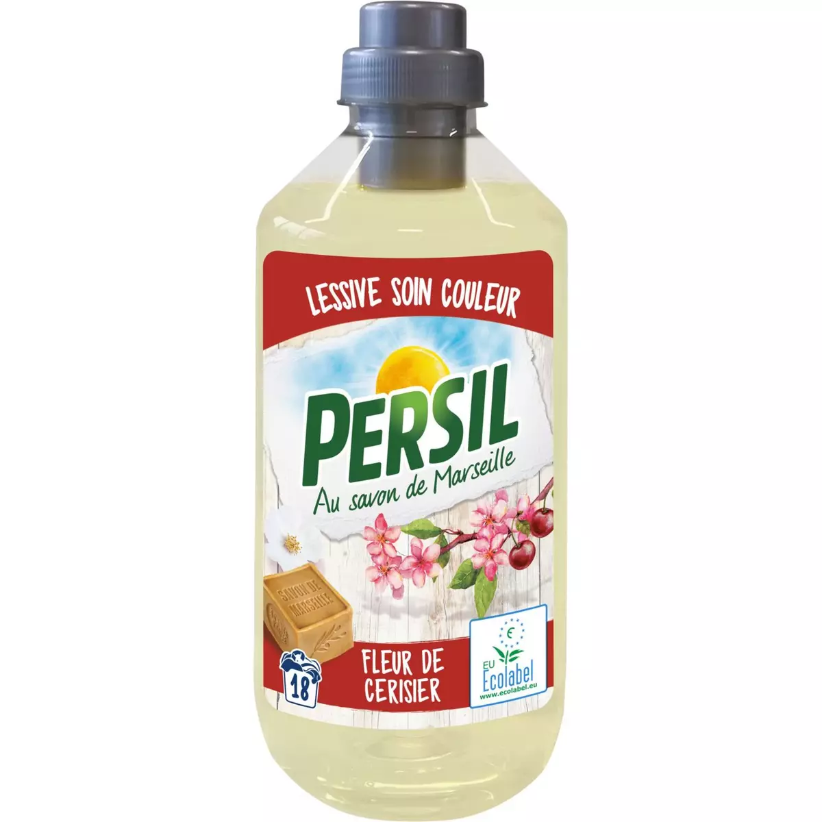 PERSIL Lessive liquide écologique au savon de Marseille parfum fleur de cerisier 18 lavages 0,99l