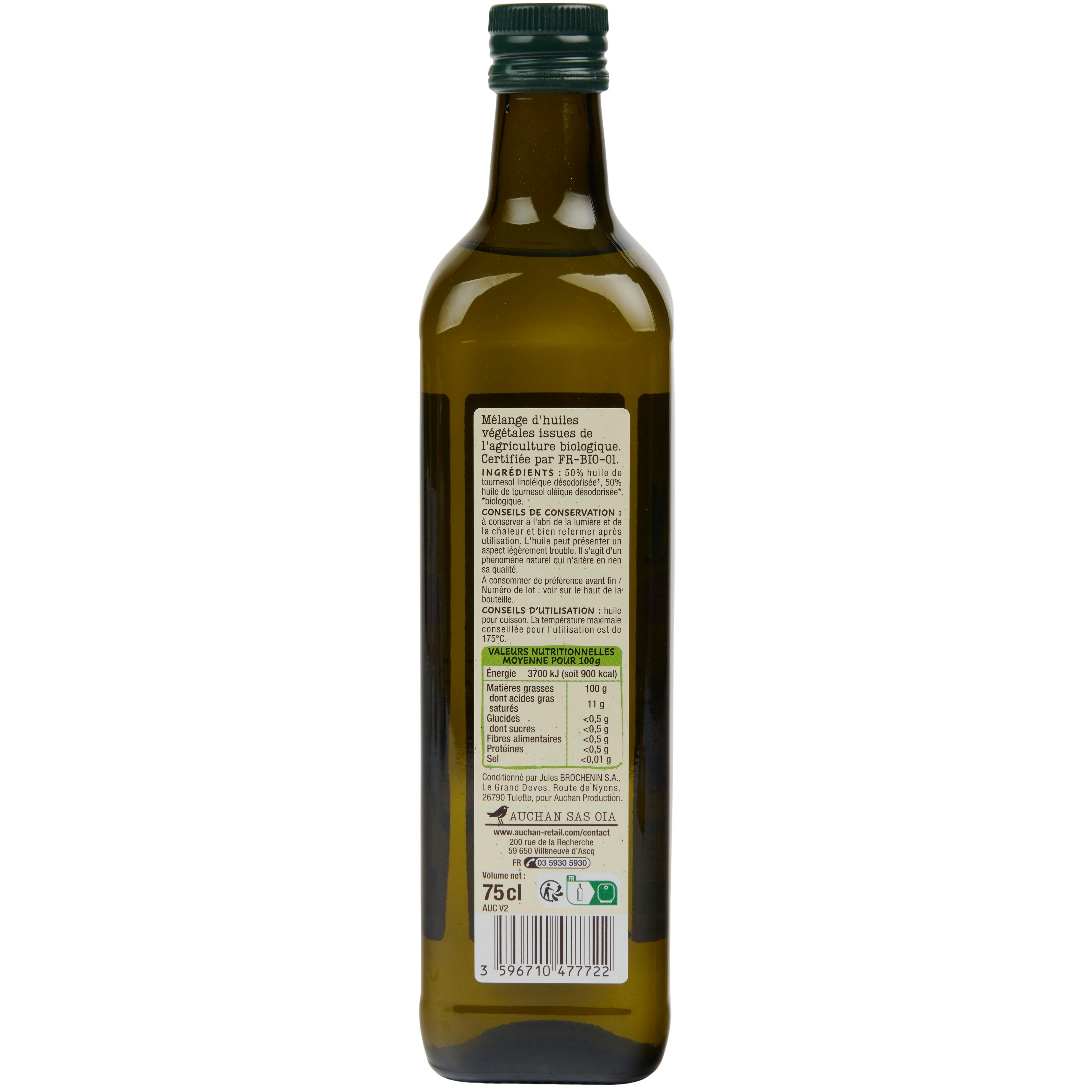 Voir la diapositive 2 : AUCHAN BIO Huile spéciale cuisson 75cl