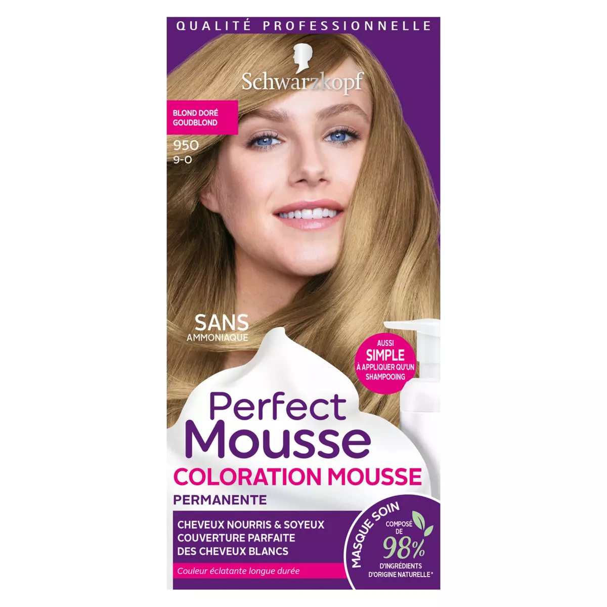 SCHWARZKOPF Perfect Mousse coloration permanente blond doré 950 1 kit