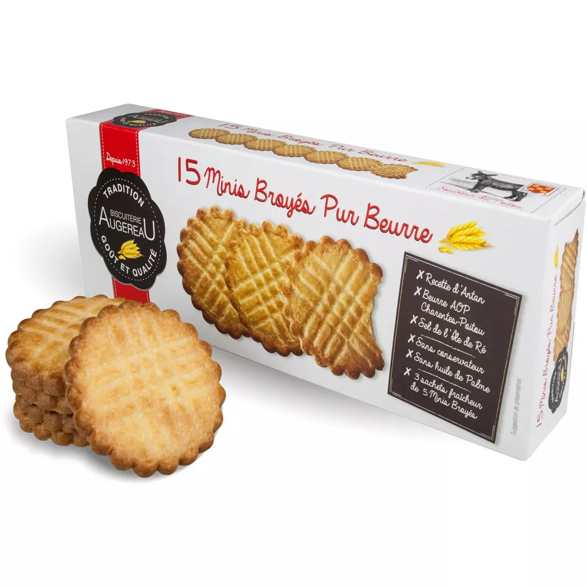 BISCUITERIE AUGEREAU Mini broyés pur beurre 15 biscuits 210g