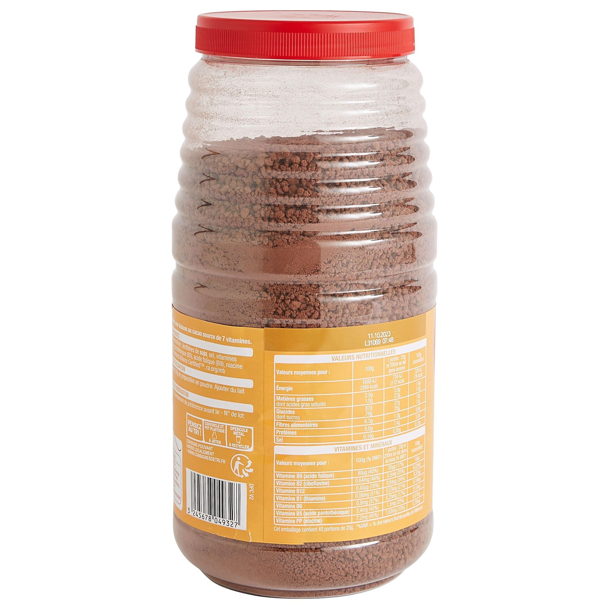 Voir la diapositive 3 : AUCHAN Chocolat en poudre granulés Cao Kido 800g