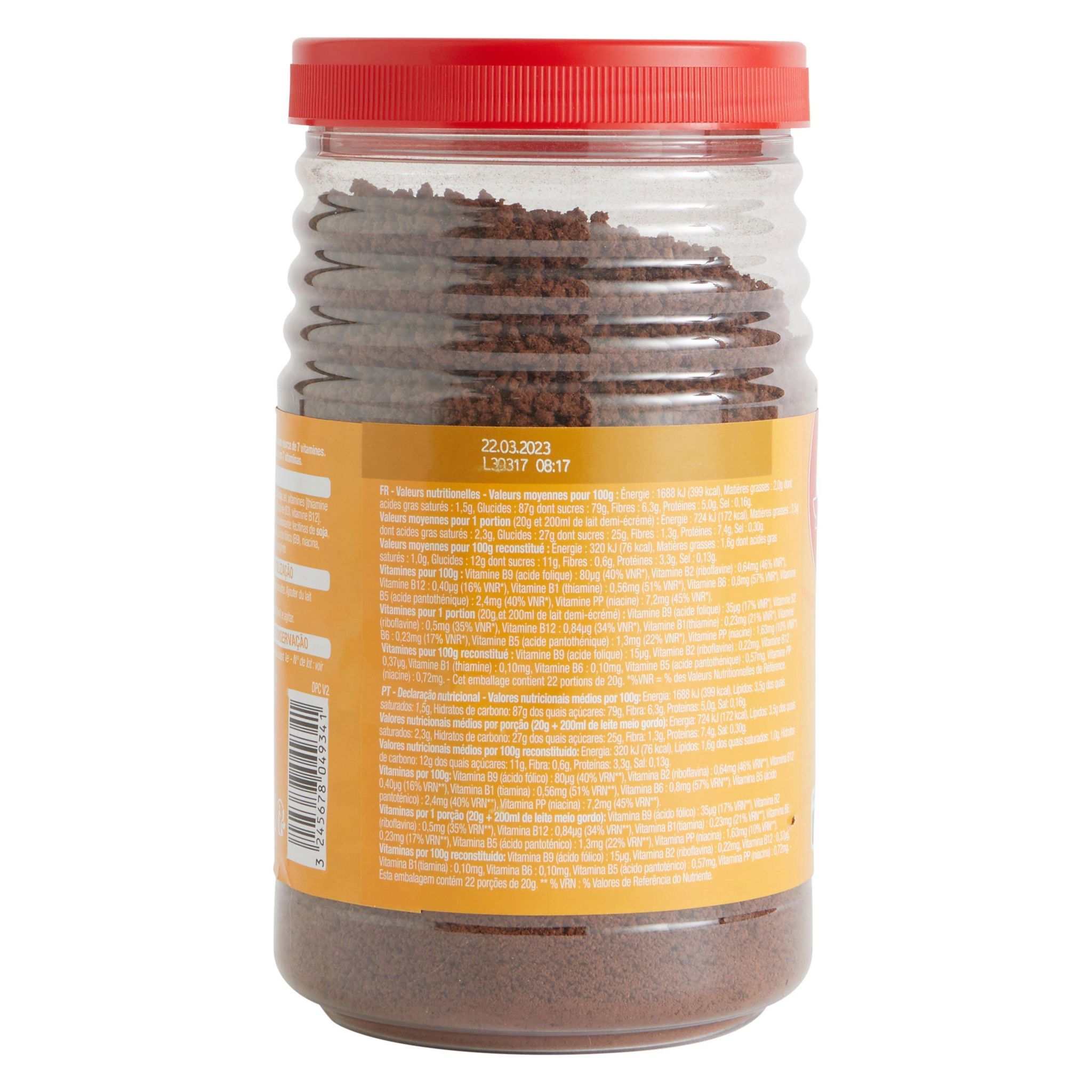 Voir la diapositive 2 : AUCHAN Cao Kido chocolat instantané en granulés 400g