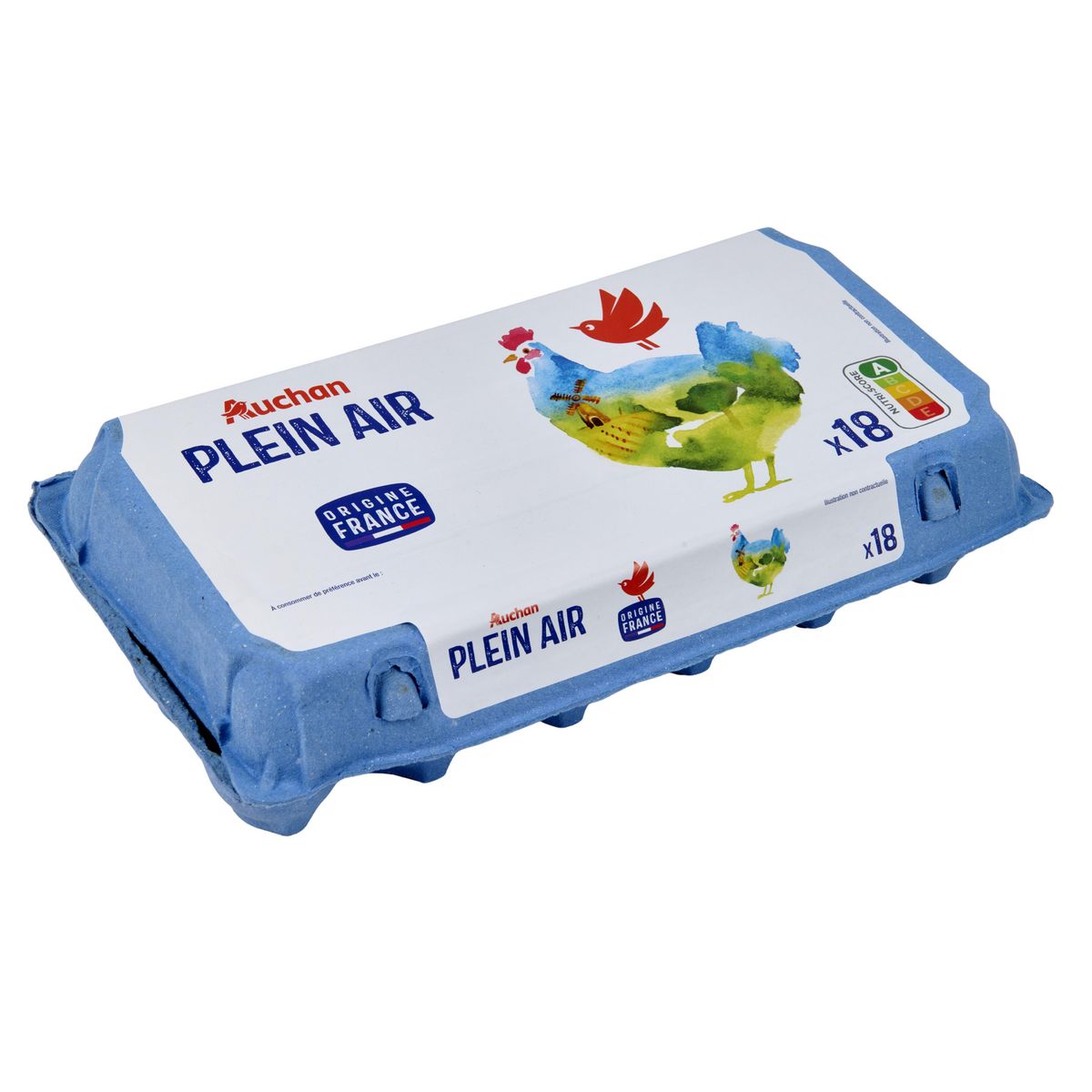 AUCHAN Oeufs de poules élevées en plein air 18 pièces