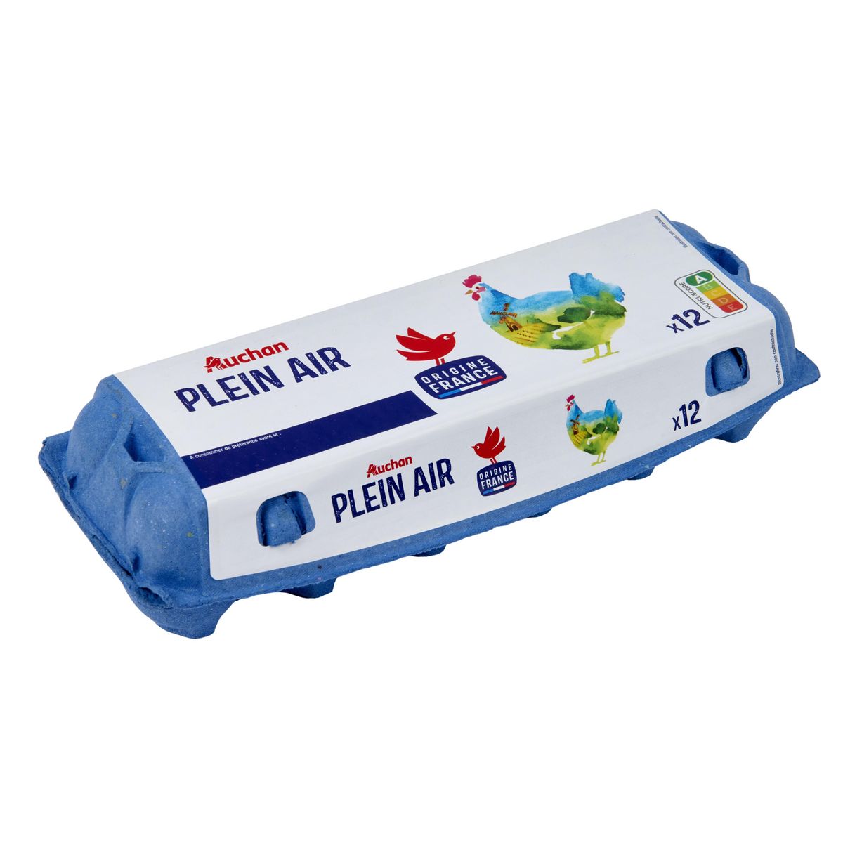 AUCHAN Oeufs de poules élevées en plein air 12 pièces