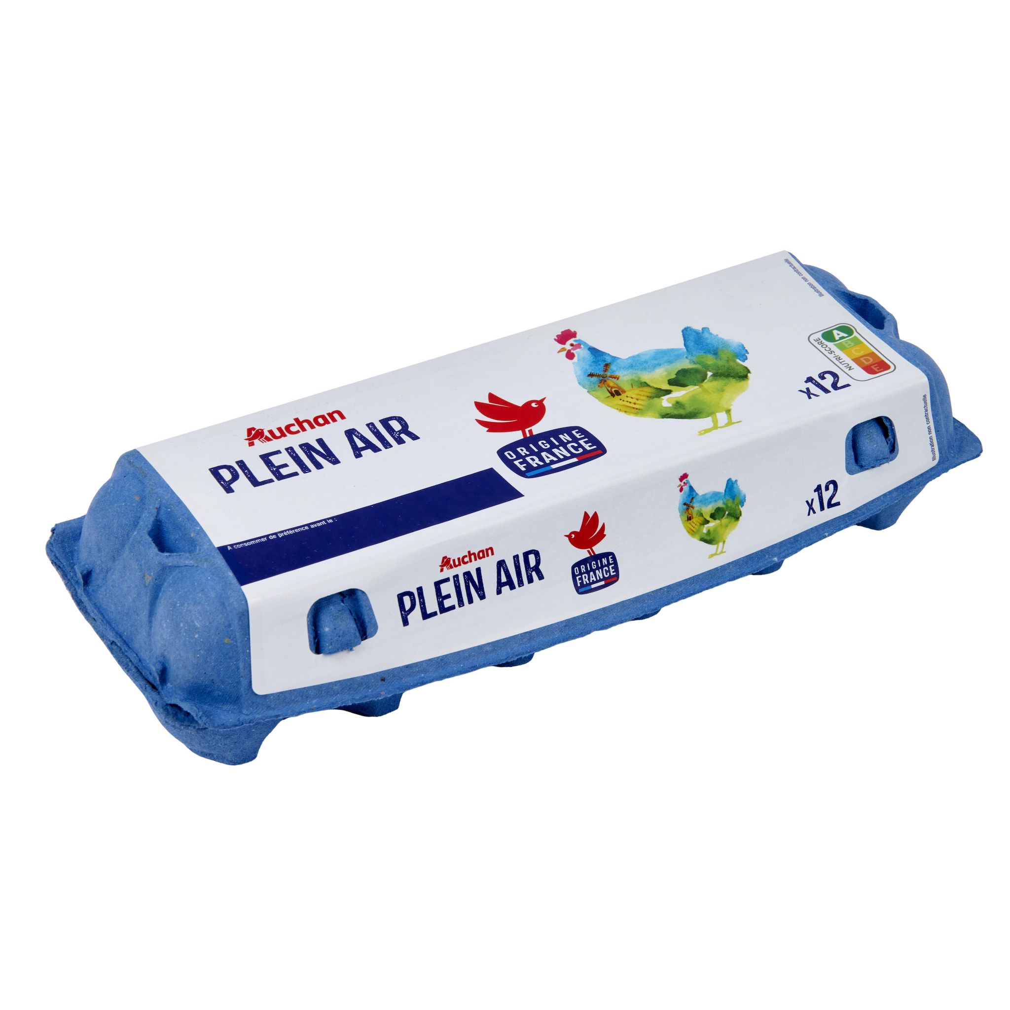 Voir la diapositive 4 : AUCHAN Oeufs de poules élevées en plein air 12 pièces