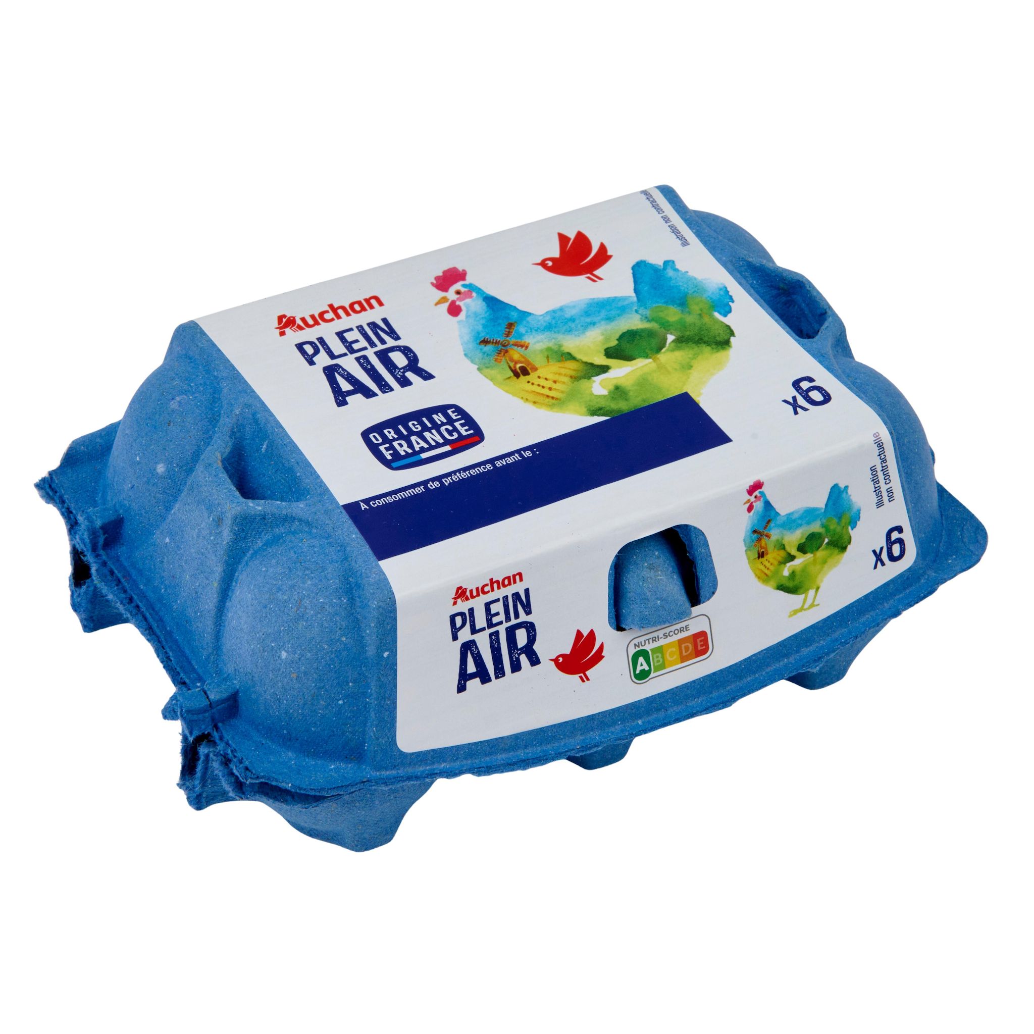 Voir la diapositive 3 : AUCHAN Oeufs de poules élevées en plein air 6 pièces