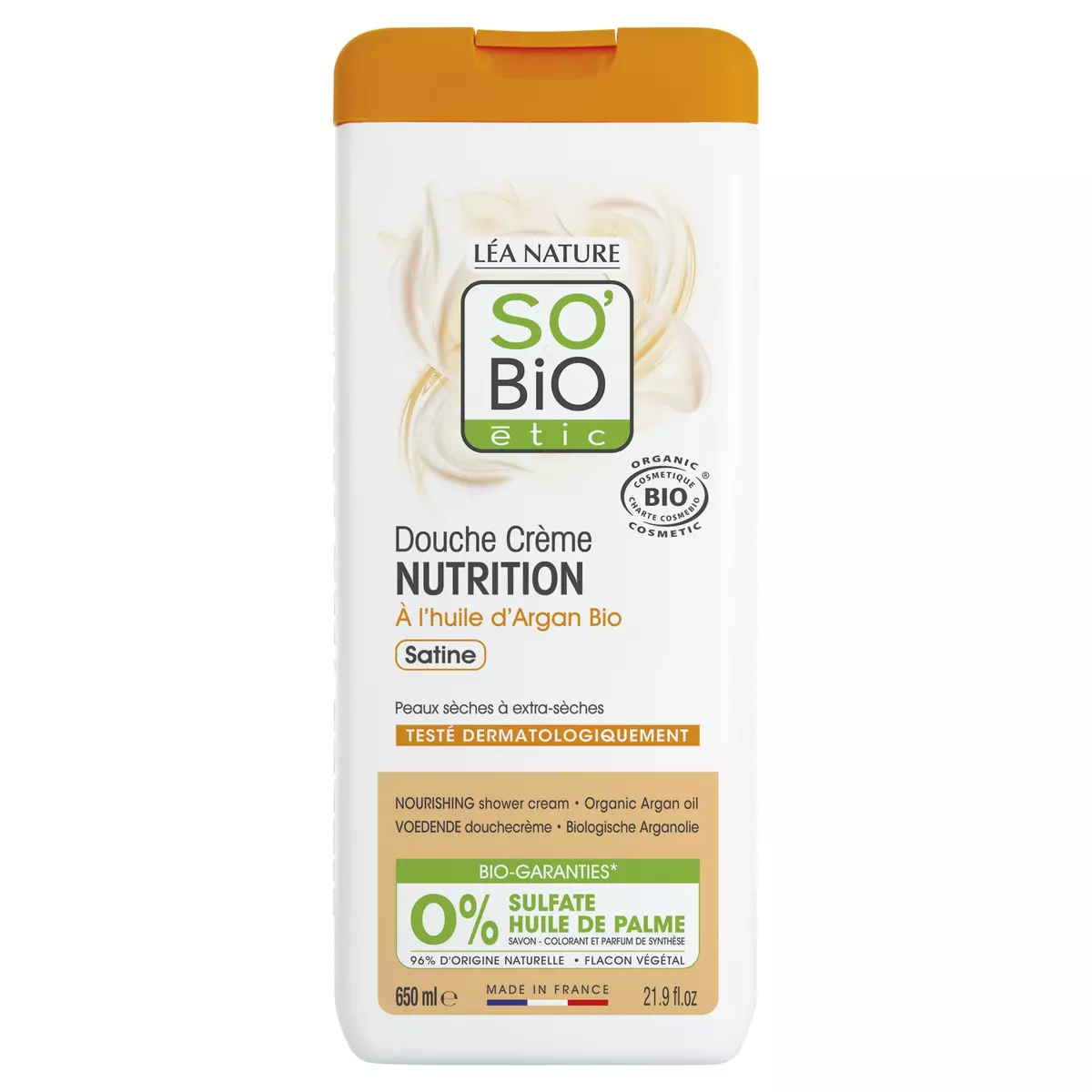 SO BIO ETIC Douche crème nutrition huile d'argan peaux extra-sèches 650ml