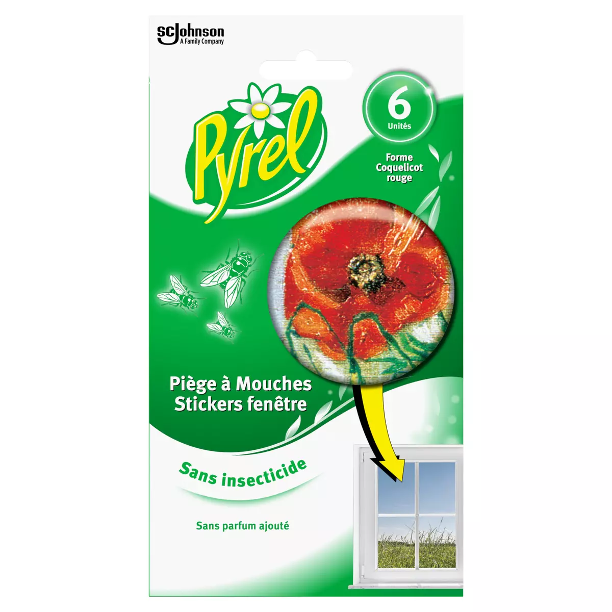 PYREL Piège à mouches en stickers fenêtre sans insecticide 6 stickers