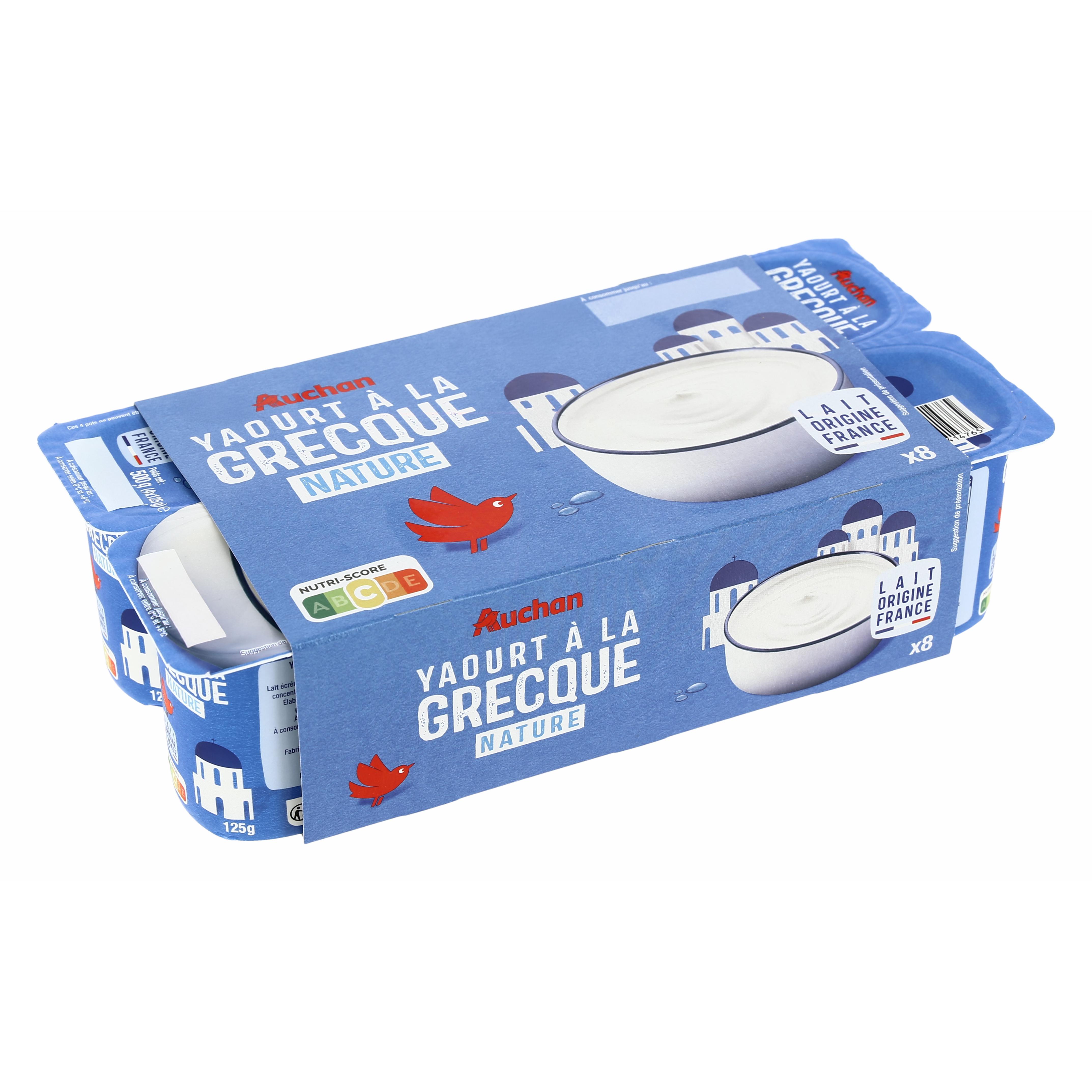 Voir la diapositive 2 : AUCHAN Yaourt à la grecque nature 8x125g
