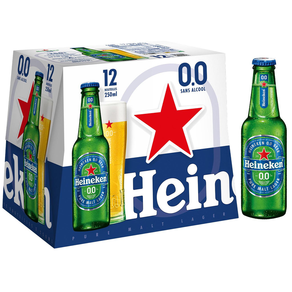 HEINEKEN Bière blonde sans alcool 0.0% bouteilles 12x25cl