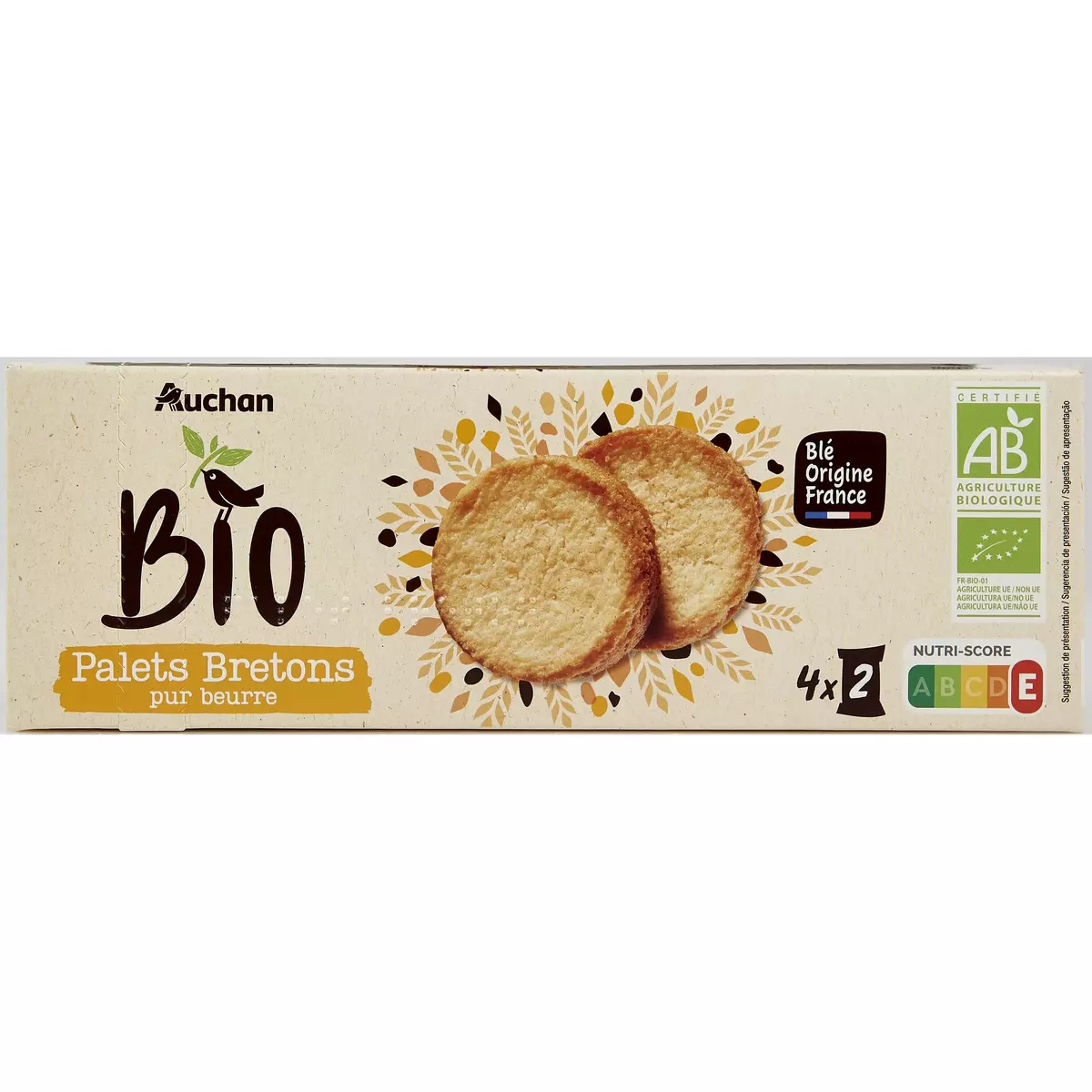 Auchan palets bretons pur beurre 125g