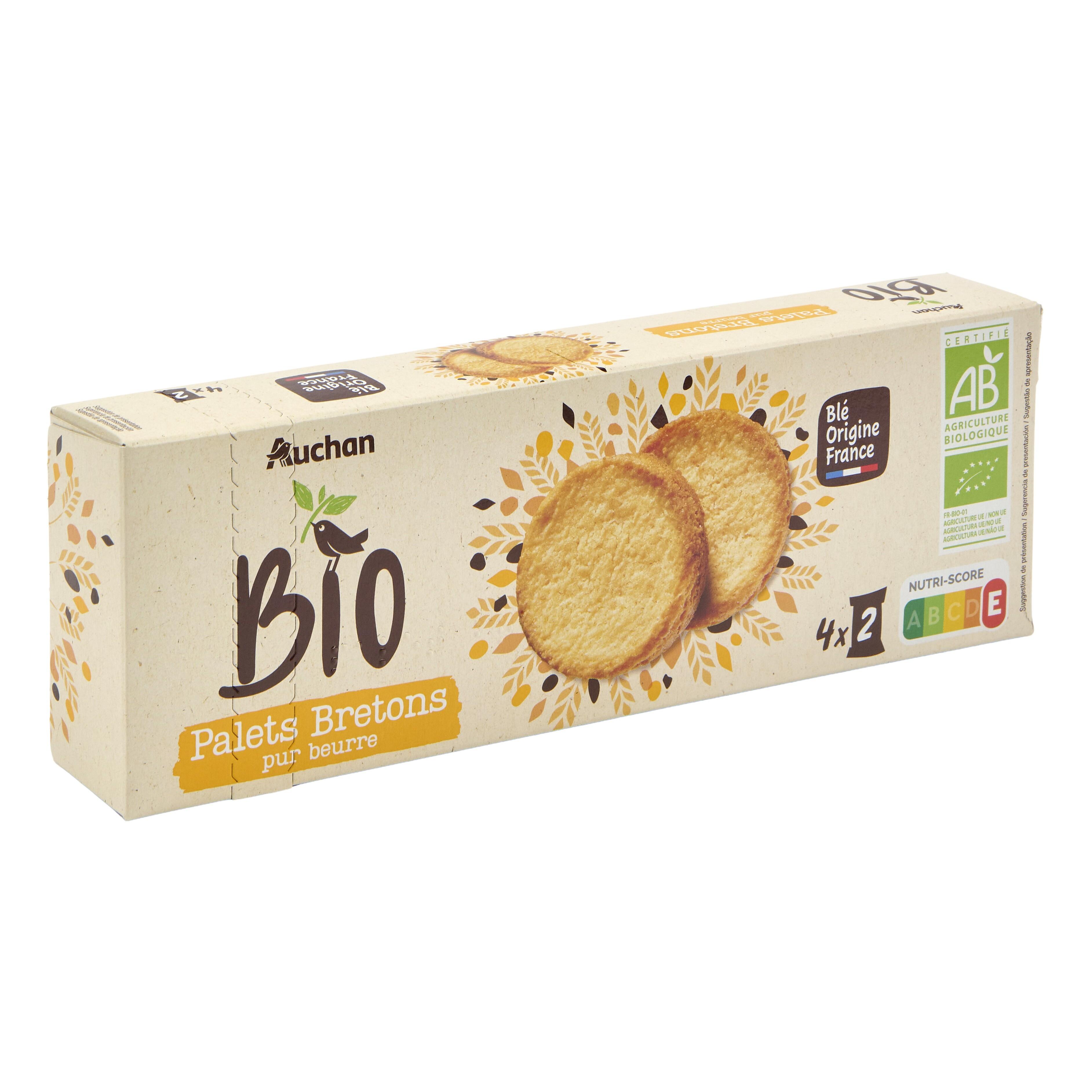 Voir la diapositive 5 : AUCHAN BIO Palets bretons pur beurre 4 x 2 biscuits 125g