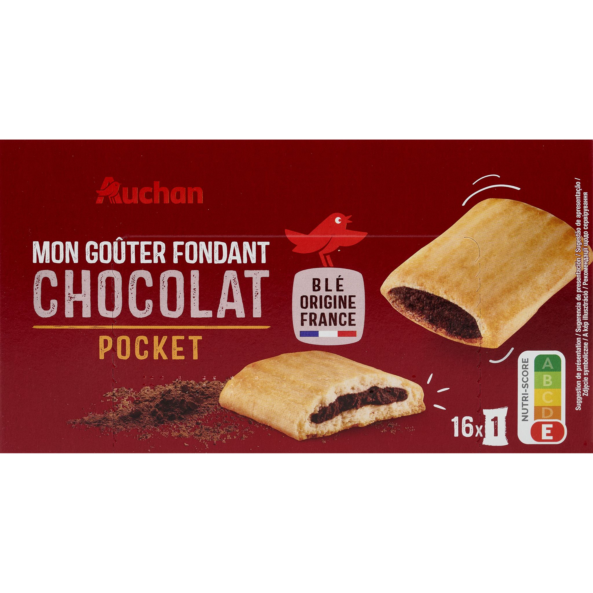 AUCHAN Biscuit Fourré Au Chocolat Sachets Individuels 16 Biscuits 300g ...