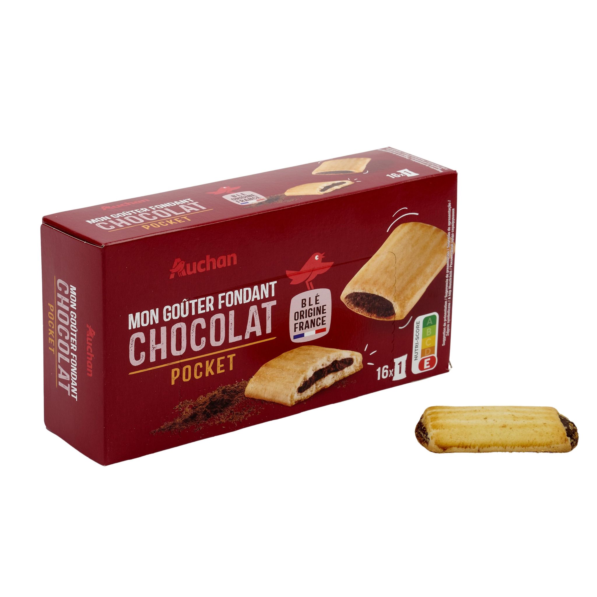 Voir la diapositive 3 : AUCHAN Biscuit fourré au chocolat sachets individuels 16 biscuits 300g