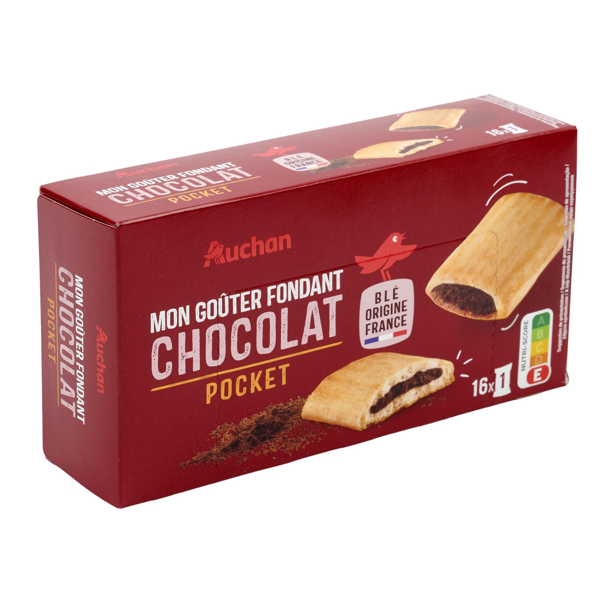 Voir la diapositive 4 : AUCHAN Biscuit fourré au chocolat sachets individuels 16 biscuits 300g