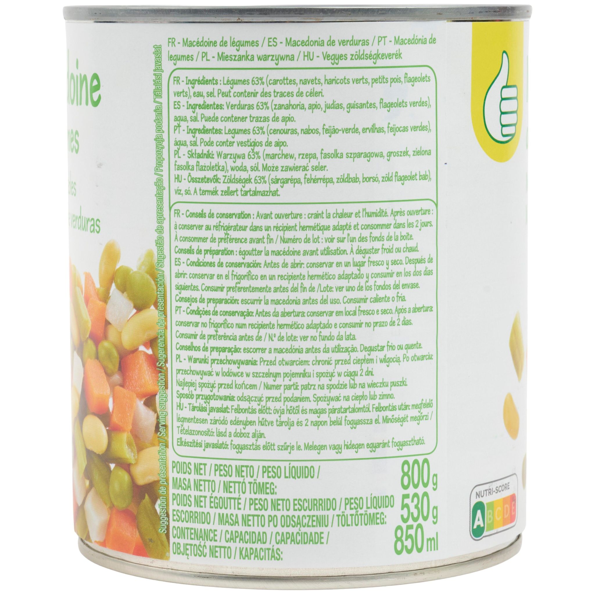 Voir la diapositive 2 : POUCE Macédoine de légumes 530g