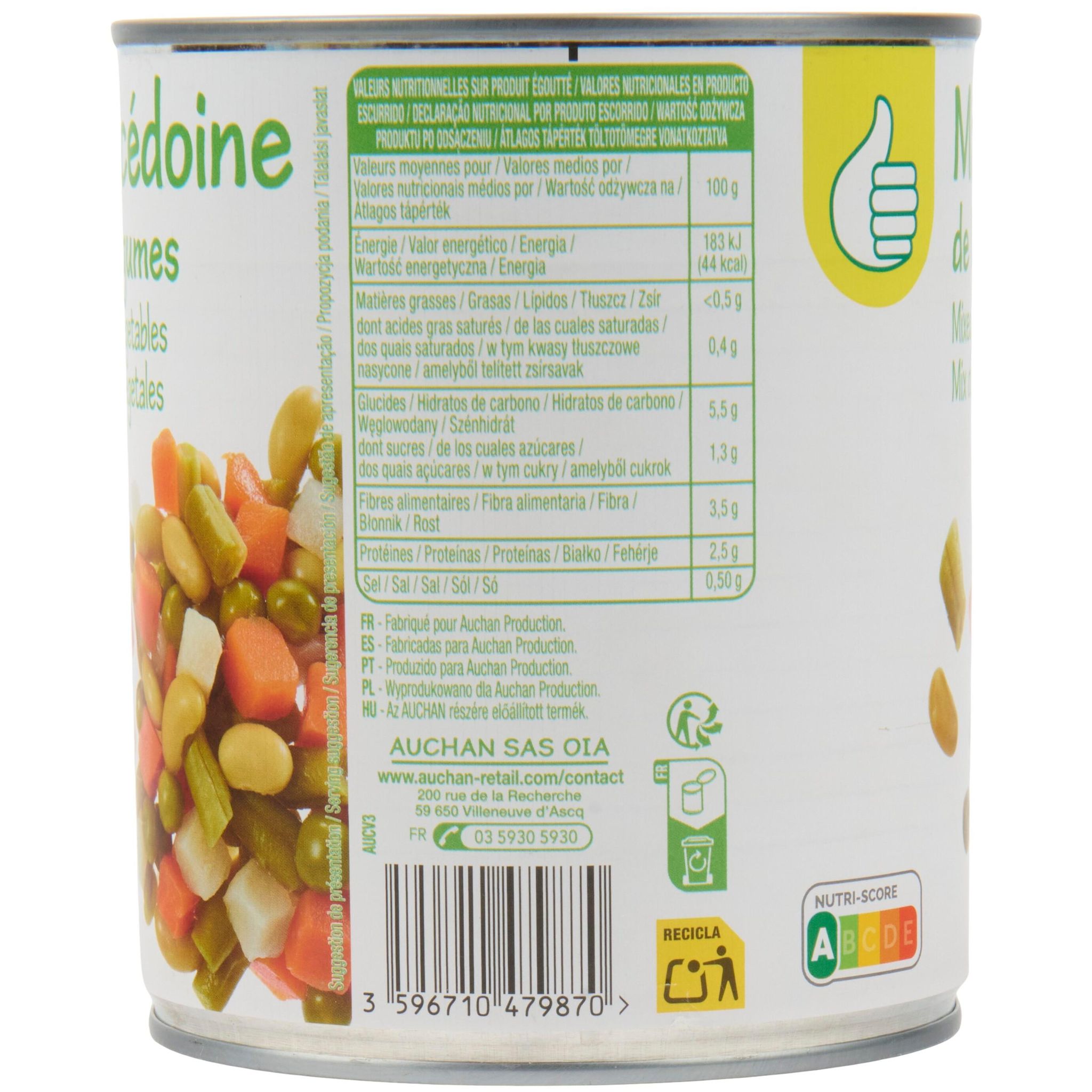 Voir la diapositive 3 : POUCE Macédoine de légumes 530g